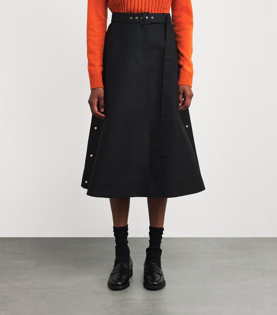 Cotton Belted Midi Skirt 999 Image 3