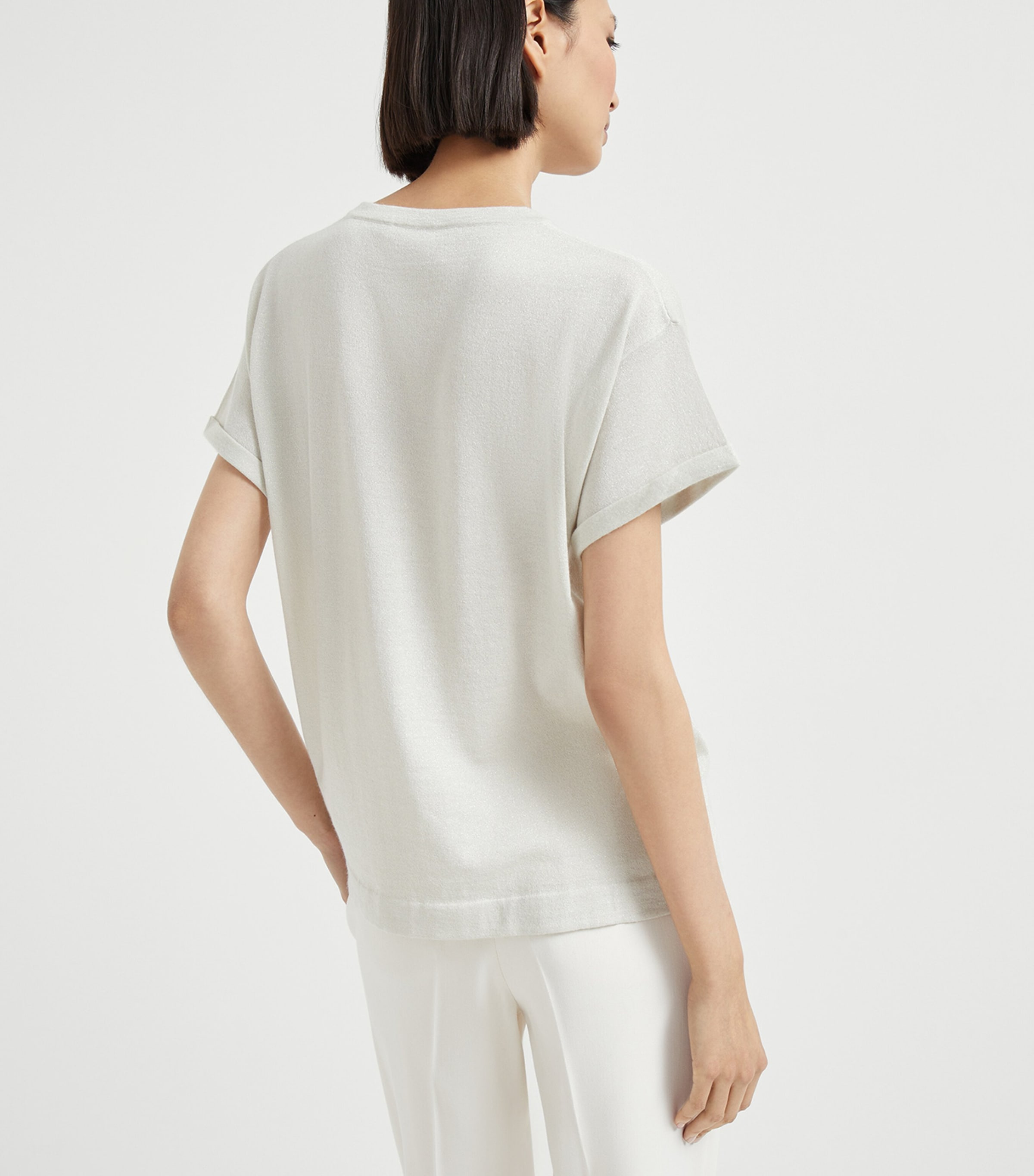 Brunello Cucinelli Womens Cashmere-Silk-Blend T-Shirt Image 3