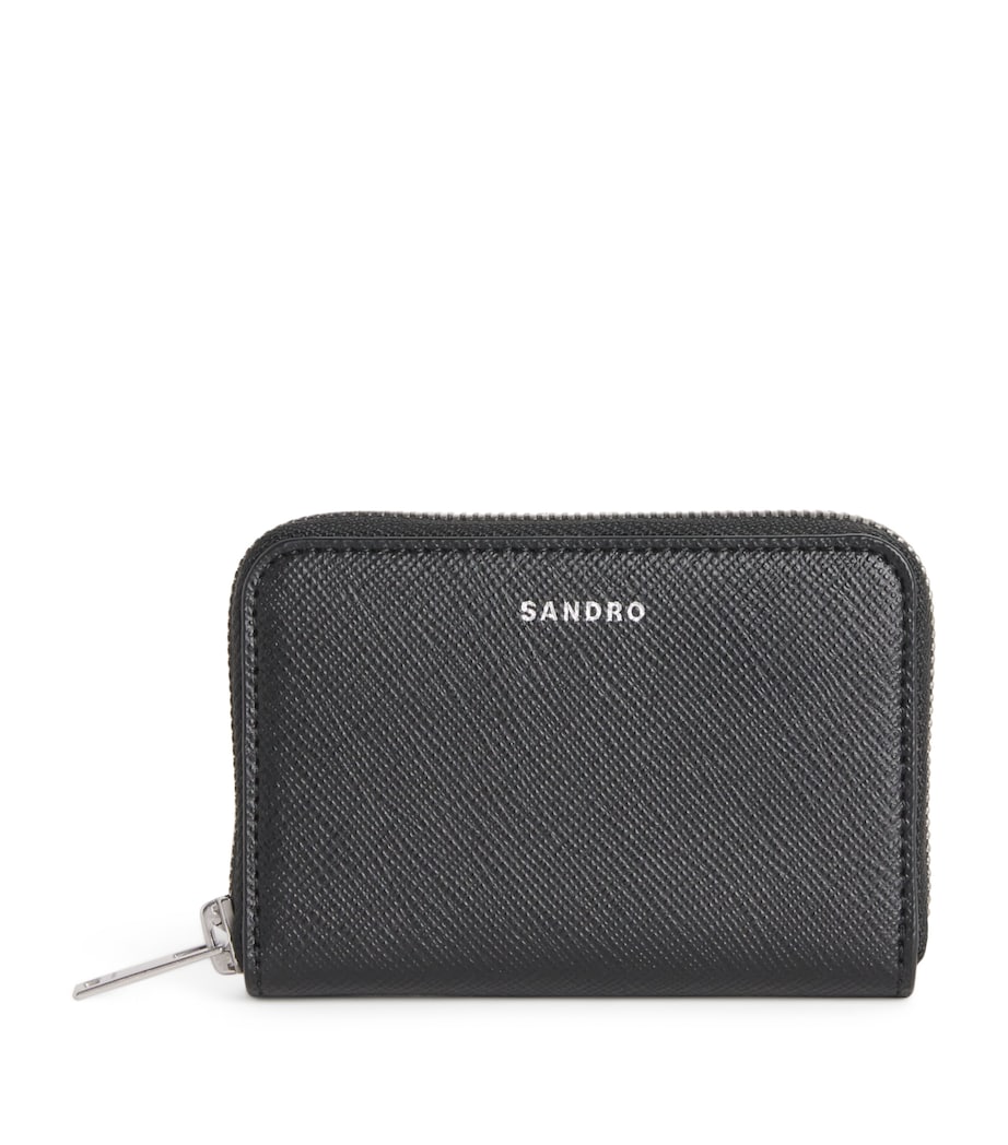 Grained Leather Zipped Wallet BLACK Image 1