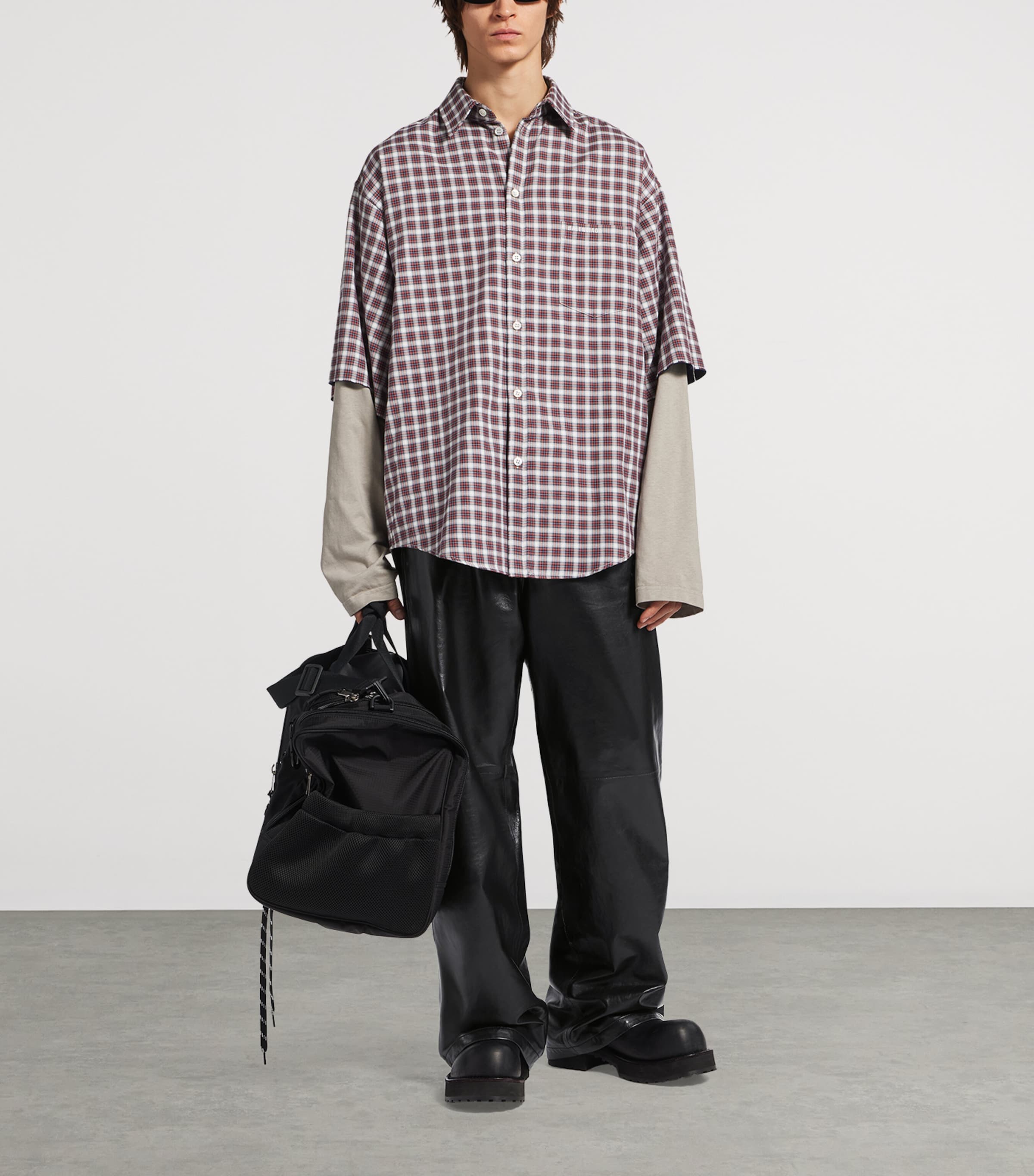 Balenciaga Mens Cotton Layered Wrong Sleeve Shirt Image 2
