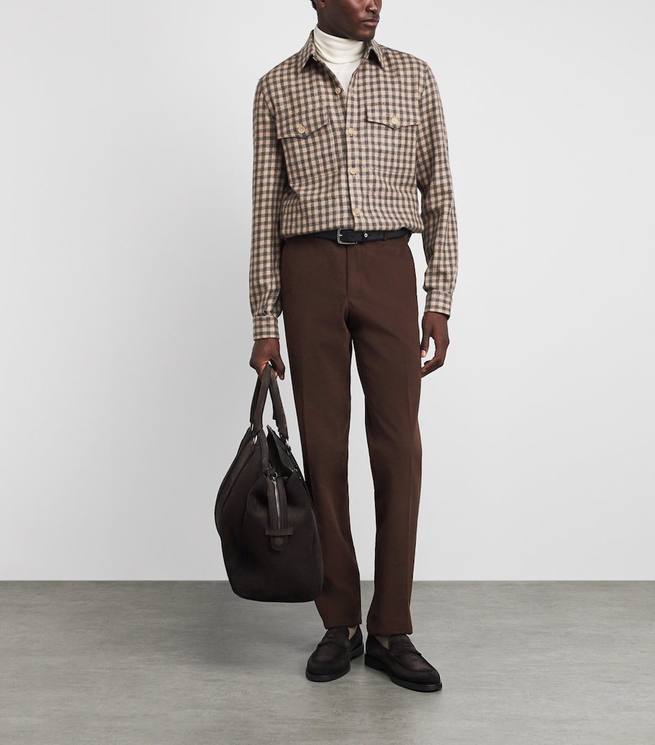 Isaia Mens Cashmere Check Overshirt Image 2