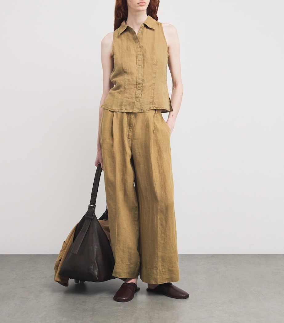 MAX&Co. Womens Linen Collar Top Sand Image 2