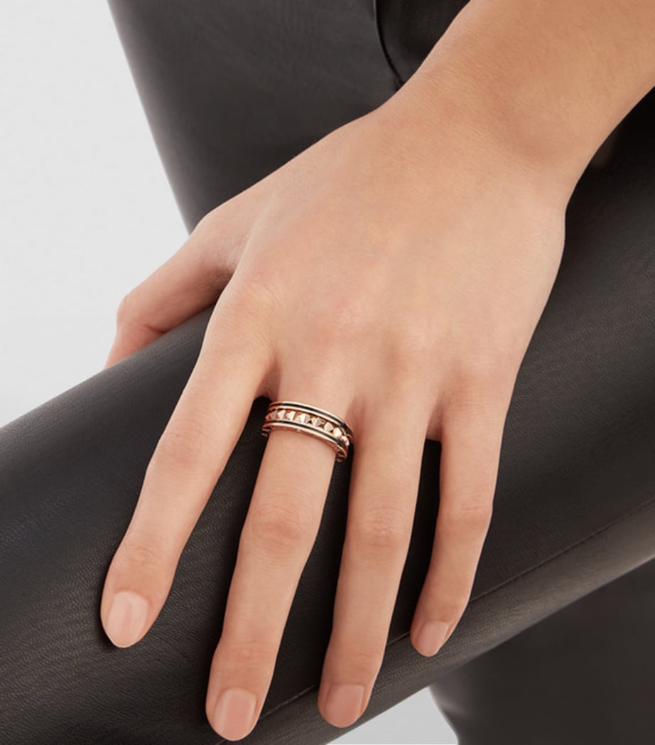 Bvlgari Rose Gold and Black Ceramic B.zero1 Rock One-Band Ring Pink Gold Image 4