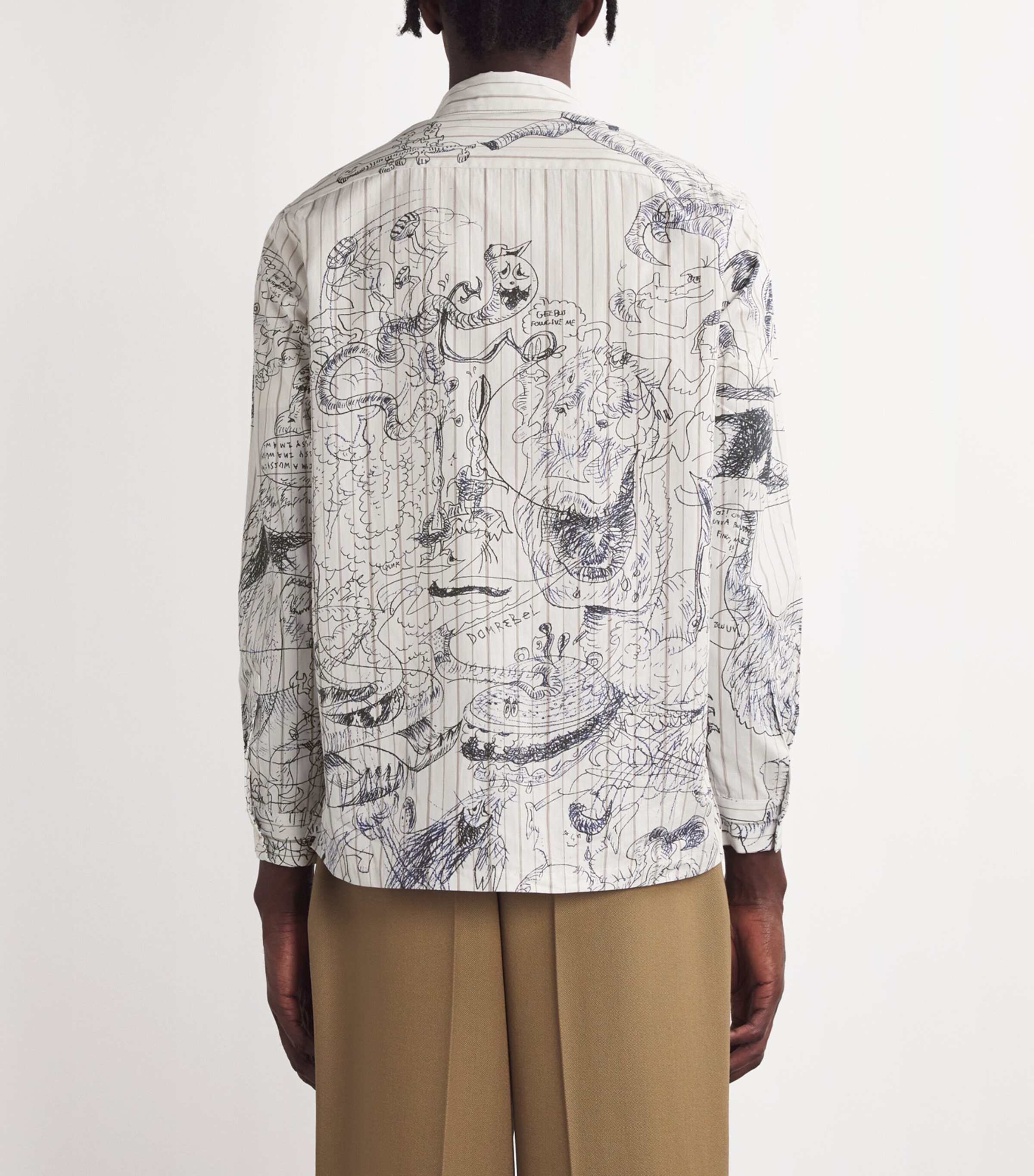 DOMREBEL Mens Cotton Printed Utopia Shirt Beige Image 4