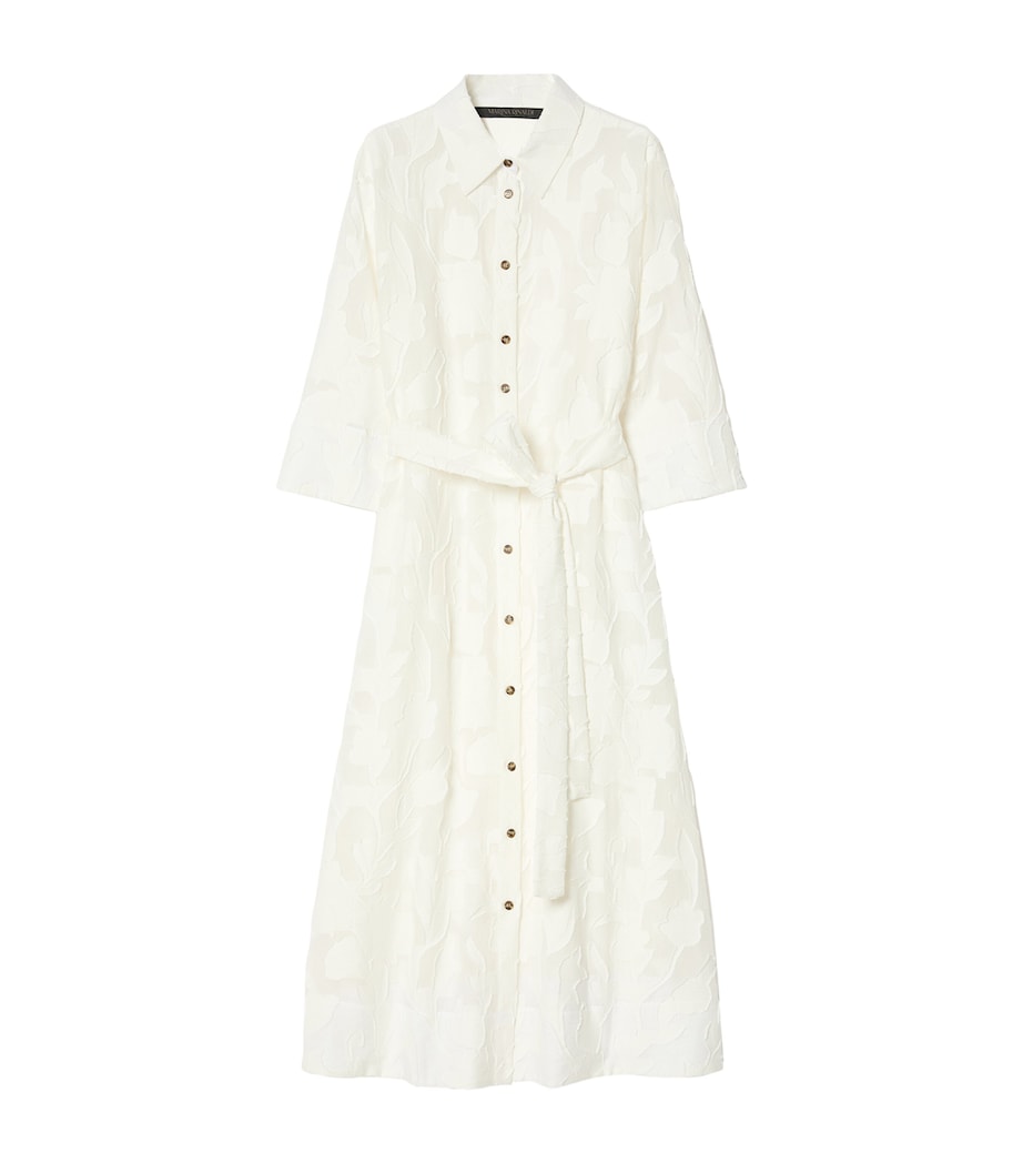 Marina Rinaldi Womens Floral Jacquard Midi Shirt Dress White Image 1