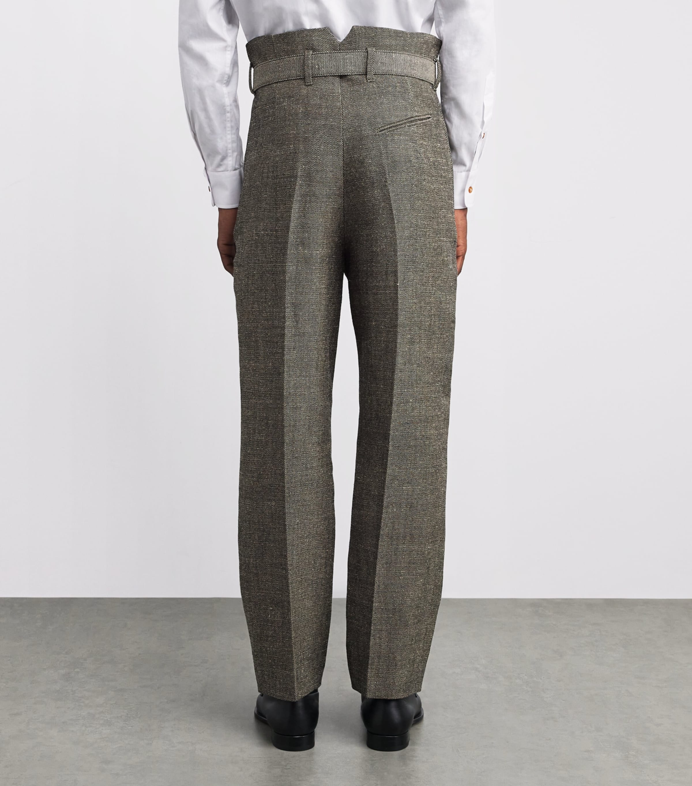 Wool Corset-Detail Trousers C403 BLACK/BEIGE Image 4