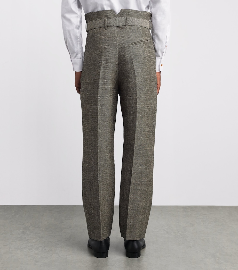 Wool Corset-Detail Trousers C403 BLACK/BEIGE Image 4