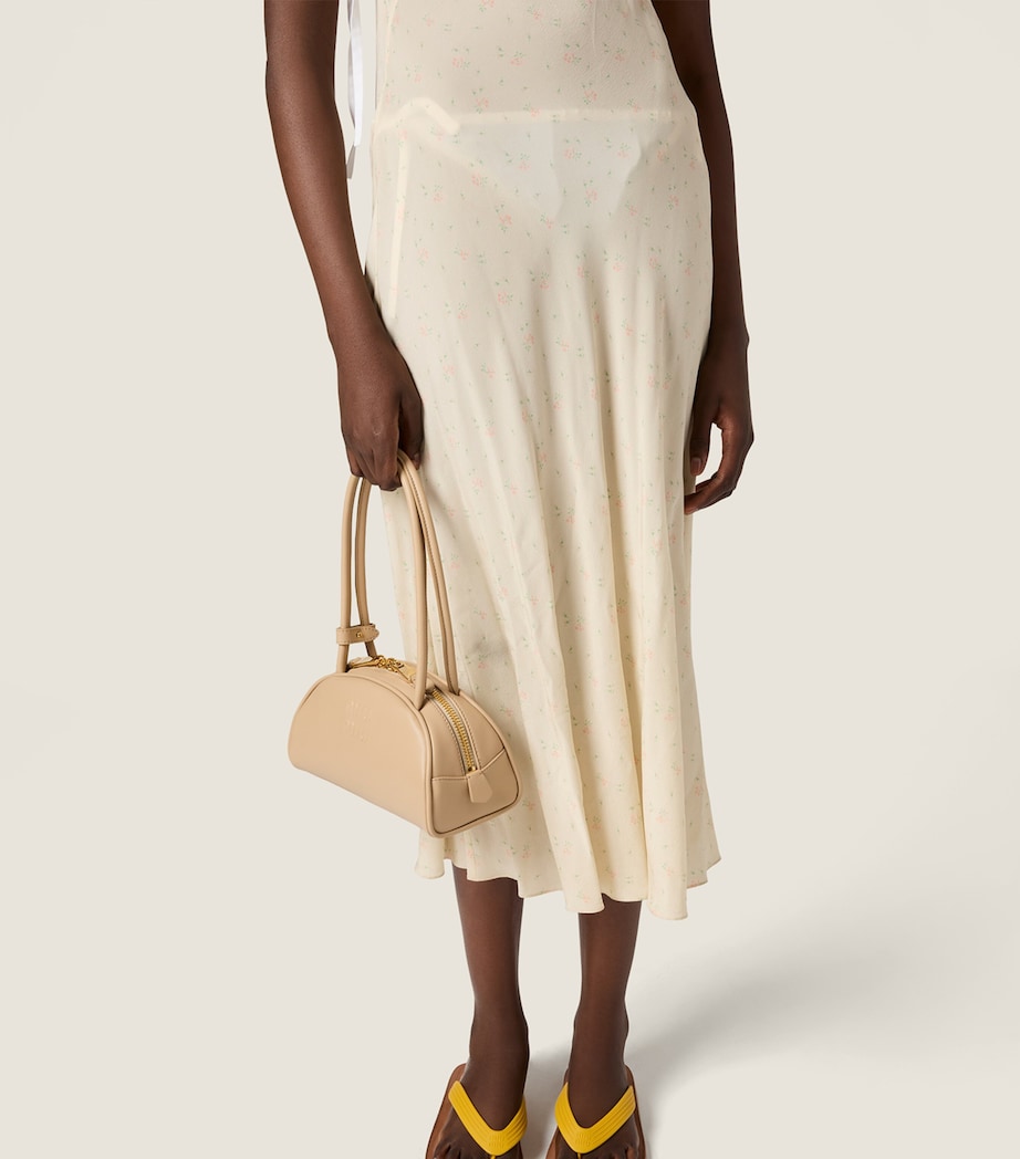 Miu Miu Womens Embroidered Marocain Midi Dress Neutral Image 5