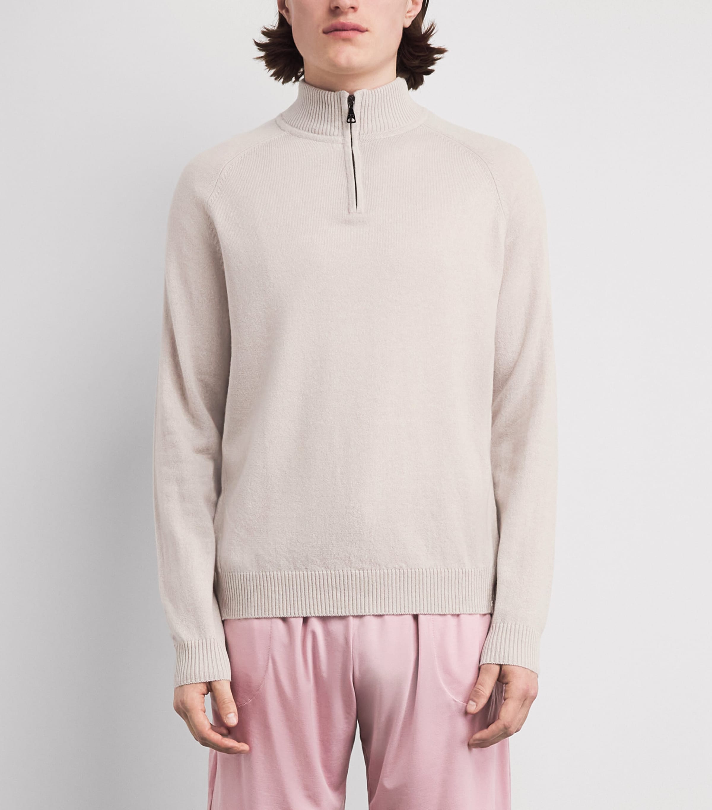 Derek Rose Mens Cashmere Finley Quarter-Zip Sweater Bei Image 4