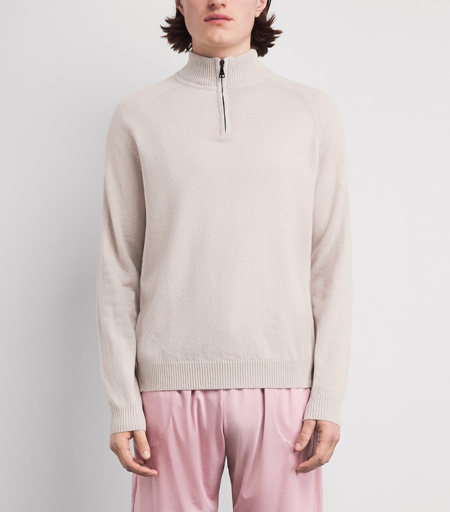 Derek Rose Mens Cashmere Finley Quarter-Zip Sweater Bei Image 4
