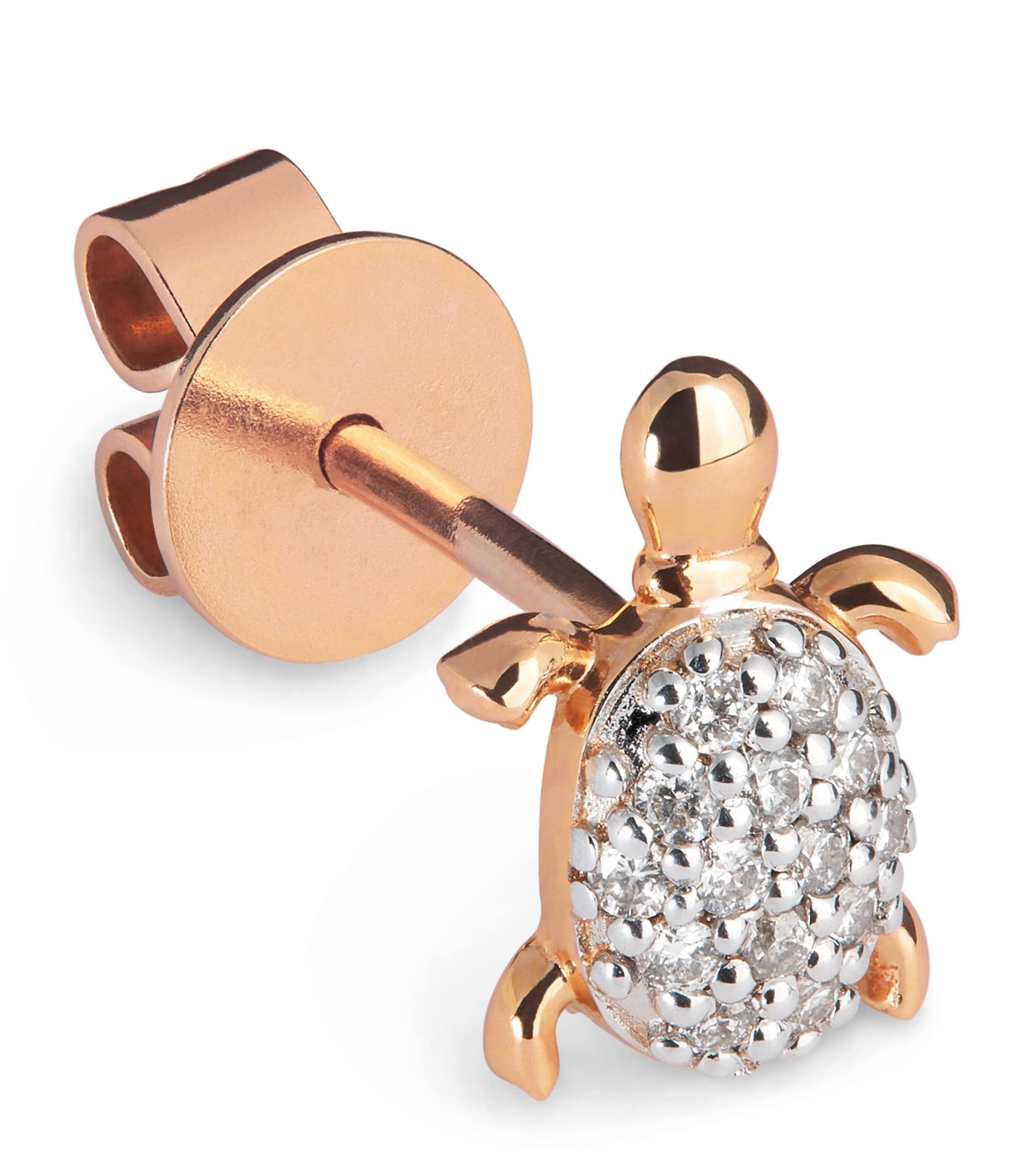 Bee Goddess Rose Gold and Diamond Turtle Single Stud Earring | Jewellery & Watches New In | Fine Jewellery | Fine Earrings | Single Earrings | Designers | Bee Goddess