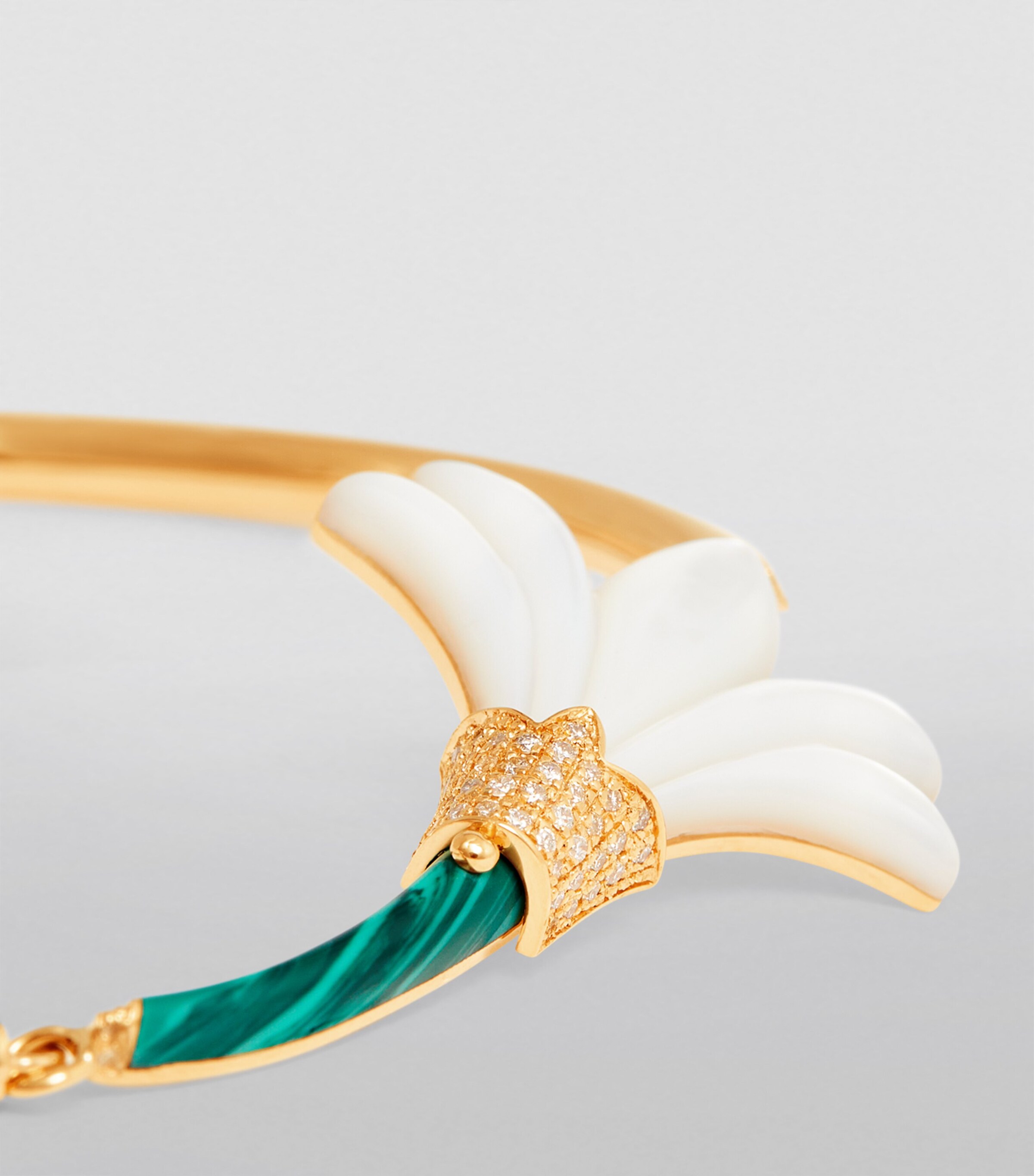 L'ATELIER NAWBAR Yellow Gold, Diamond, Mother-of-Pearl and Malachite Psychedeliah Bangle Yellow Gold Image 3