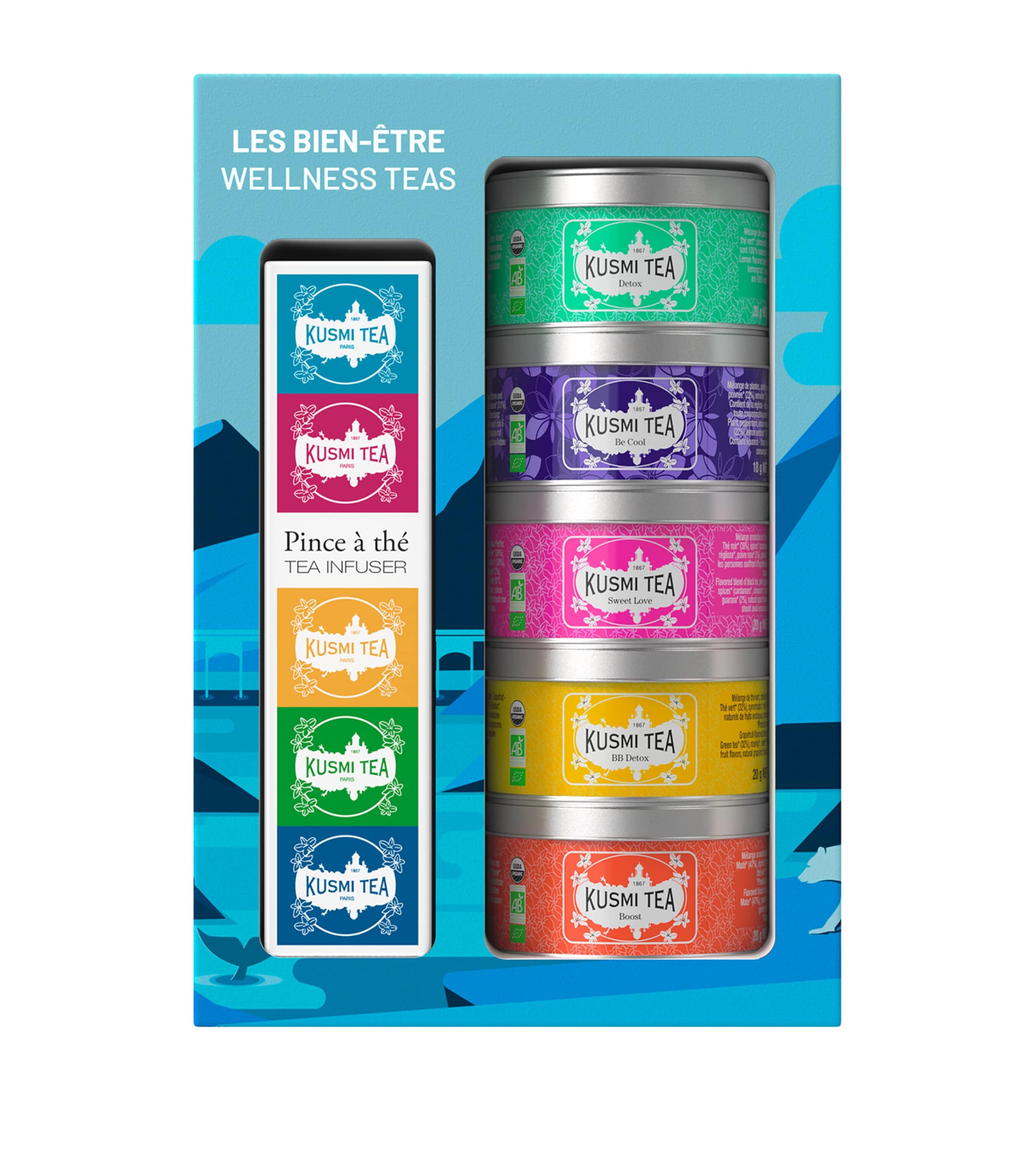Kusmi Wellness Tea And Strainer Gift Set (98g) | Tea | Loose Leaf Tea | Gift Sets | Food | Free From | Designers | Kusmi
