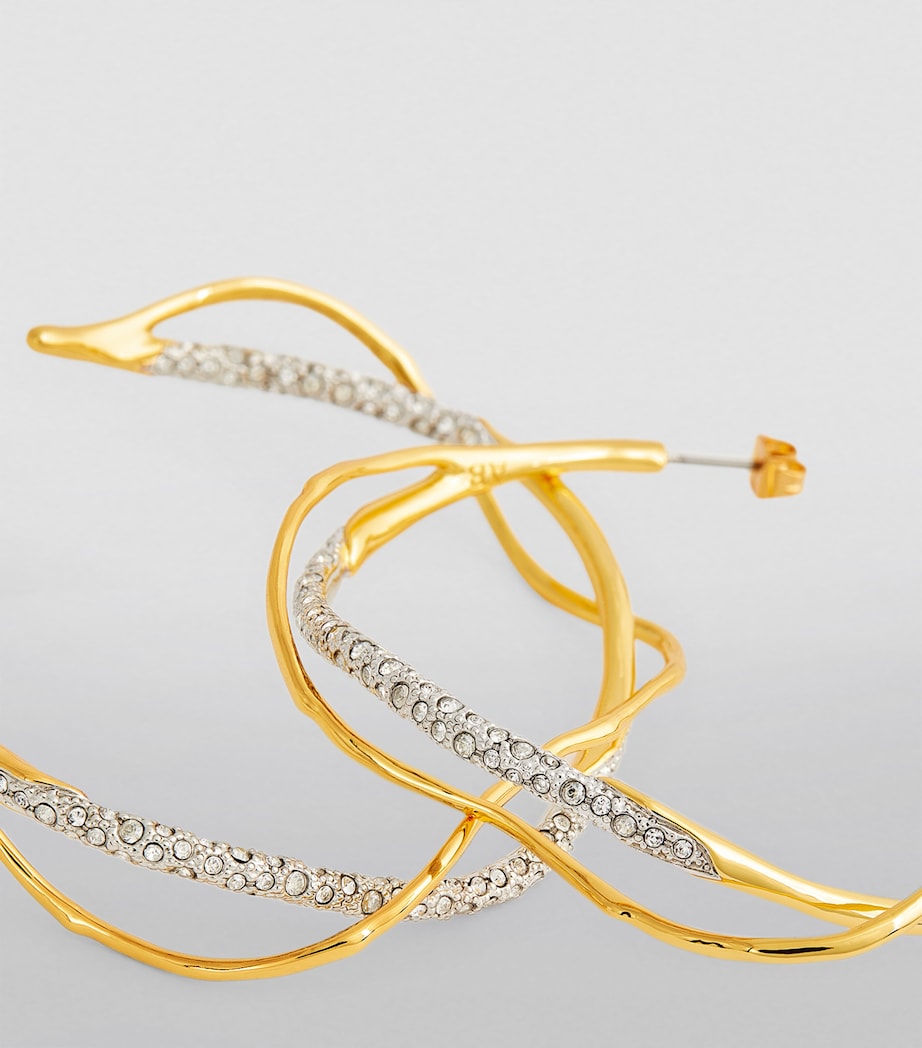 Gold-Plated Pavé Crystal Intertwined Hoop Earrings CHAMPAGNE Image 6