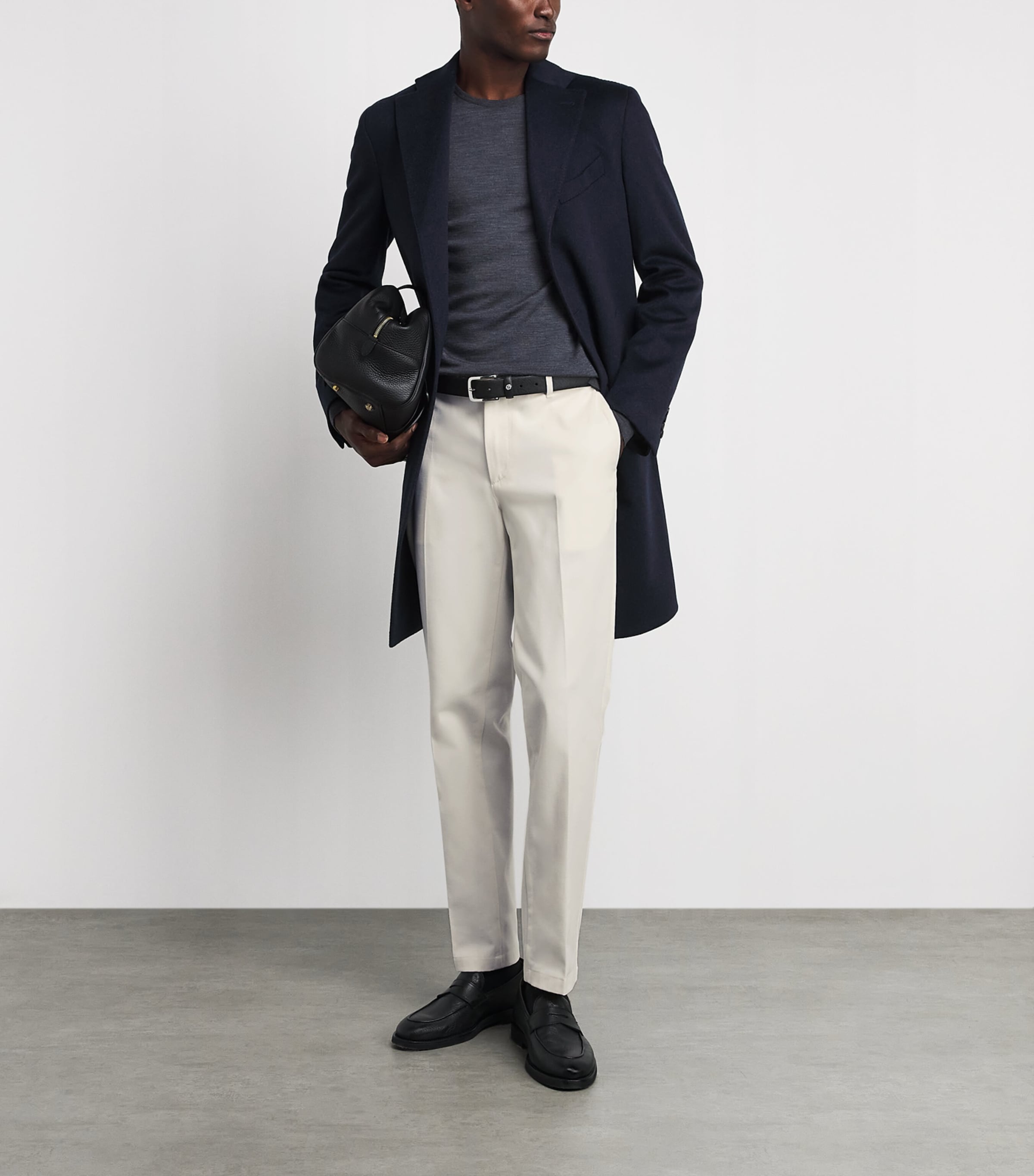 Pal Zileri Mens Stretch-Cotton Twill Chinos White Image 2