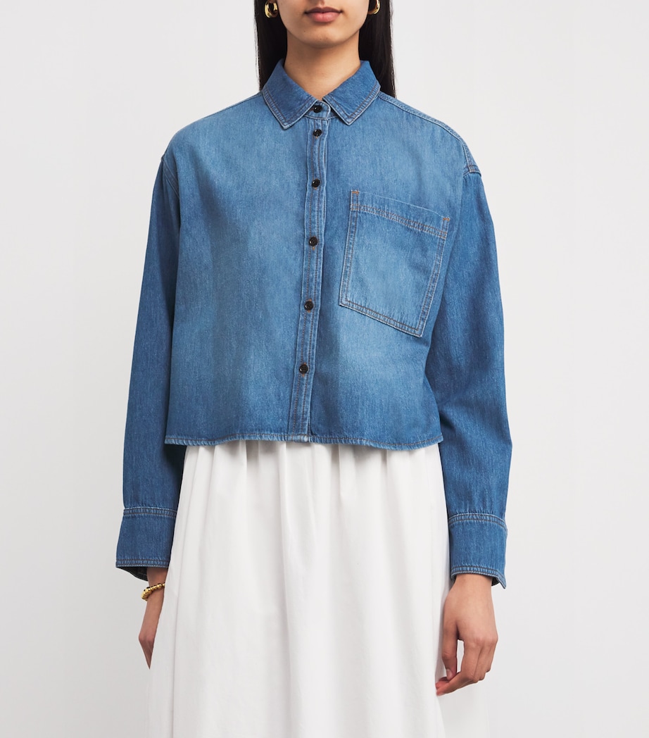 Cropped Denim Shirt WASHED MID BLUE Image 3