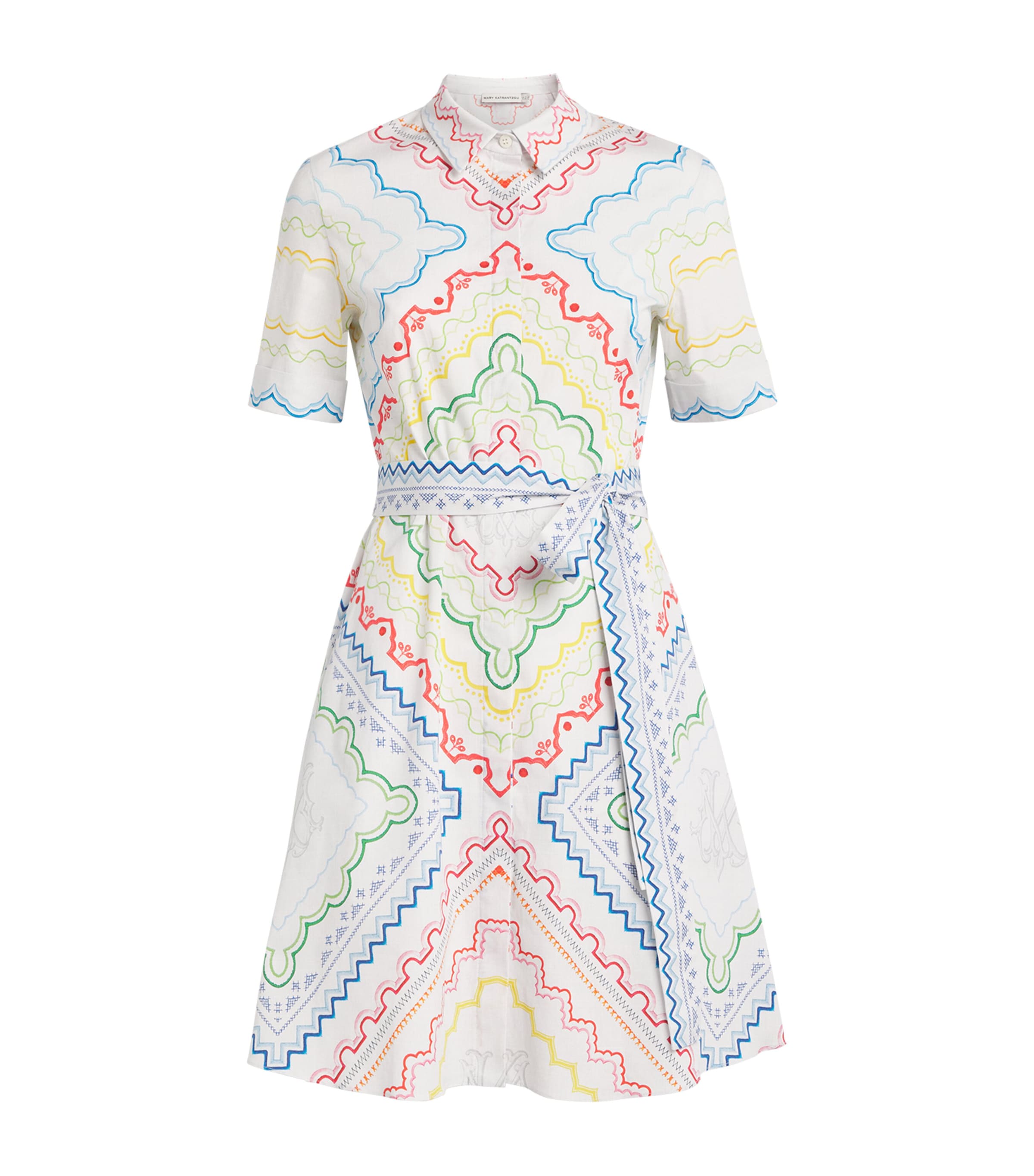 Mary Katrantzou Womens Stretch-Cotton Chima Mini Dress Blanchetto Image 1