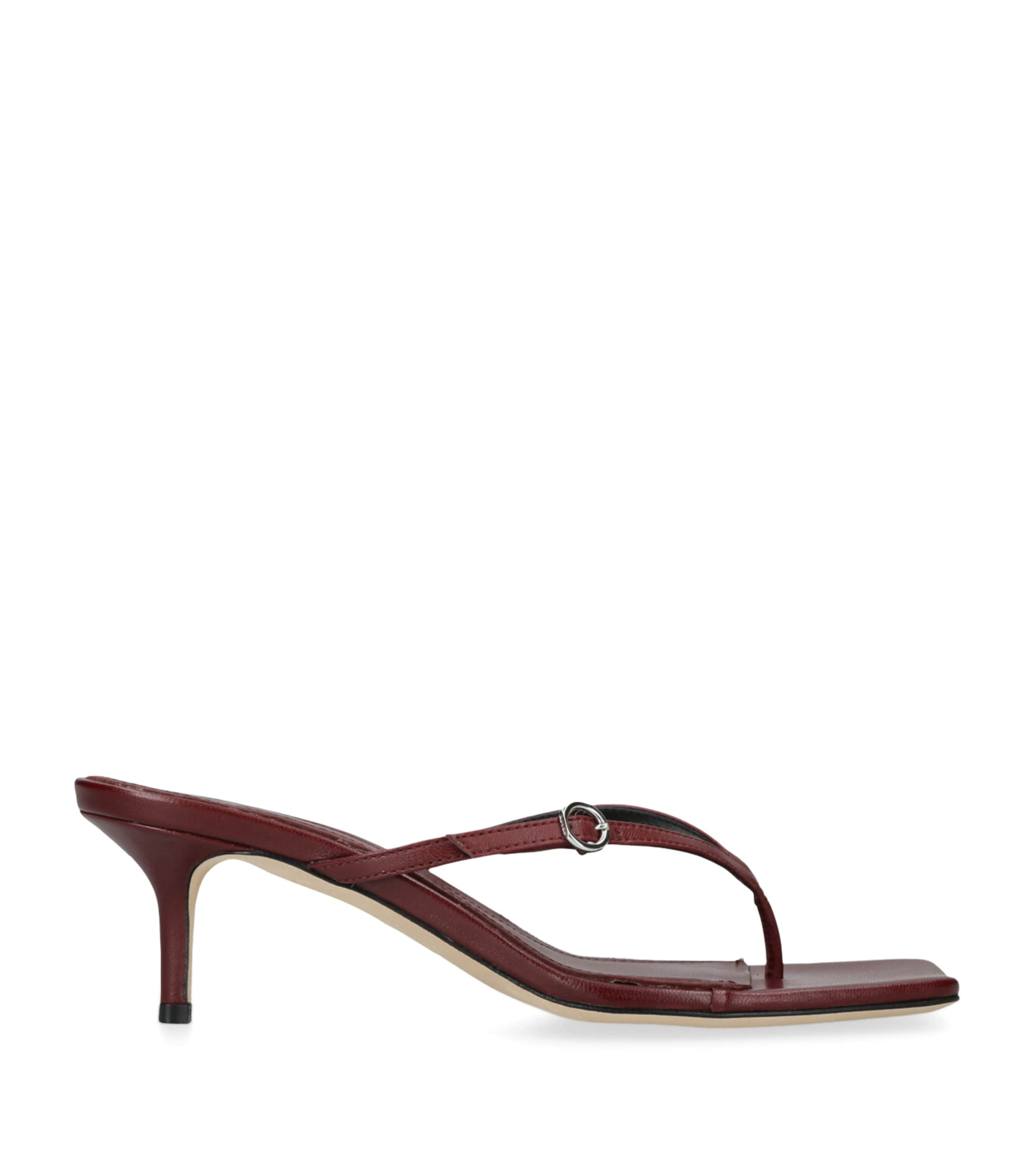 Shop Aeyde Leather Leigh Heeled Sandals 55 In Burgundy