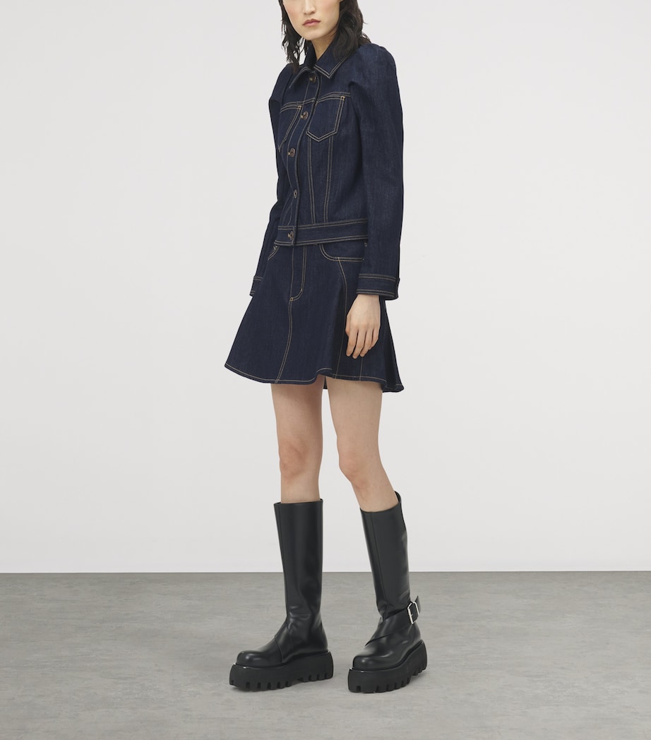 Flared Denim Mini Skirt 4098 Image 2