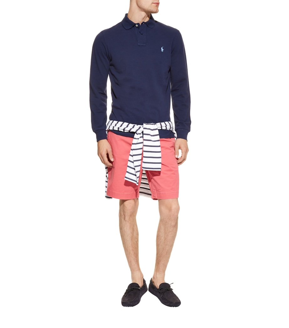 Cotton Long-Sleeve Polo Shirt NAVY Image 3