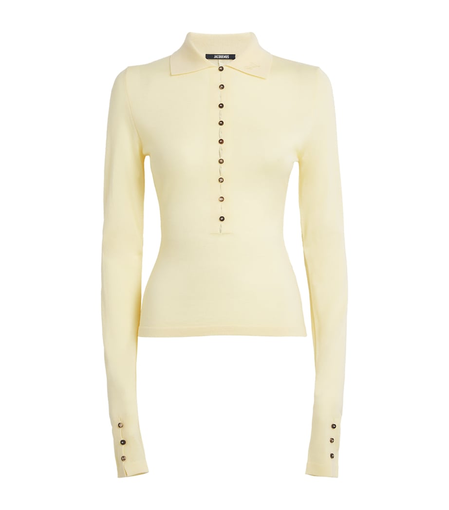 Merino Wool Polo Sweater 205 PALE YELLOW Image 1