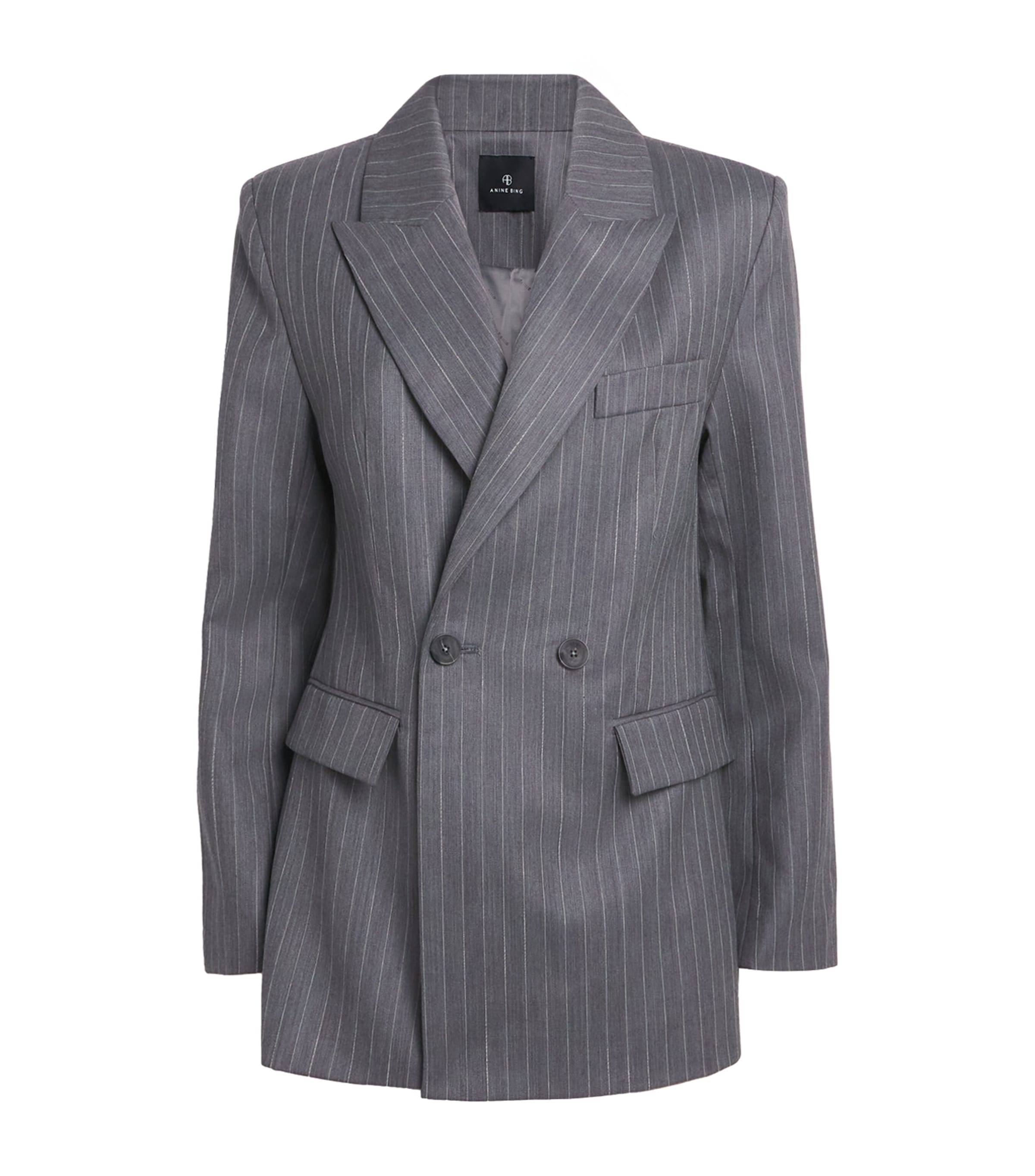 ANINE BING Womens Wool Pinstripe Tiphaine Blazer Image 1