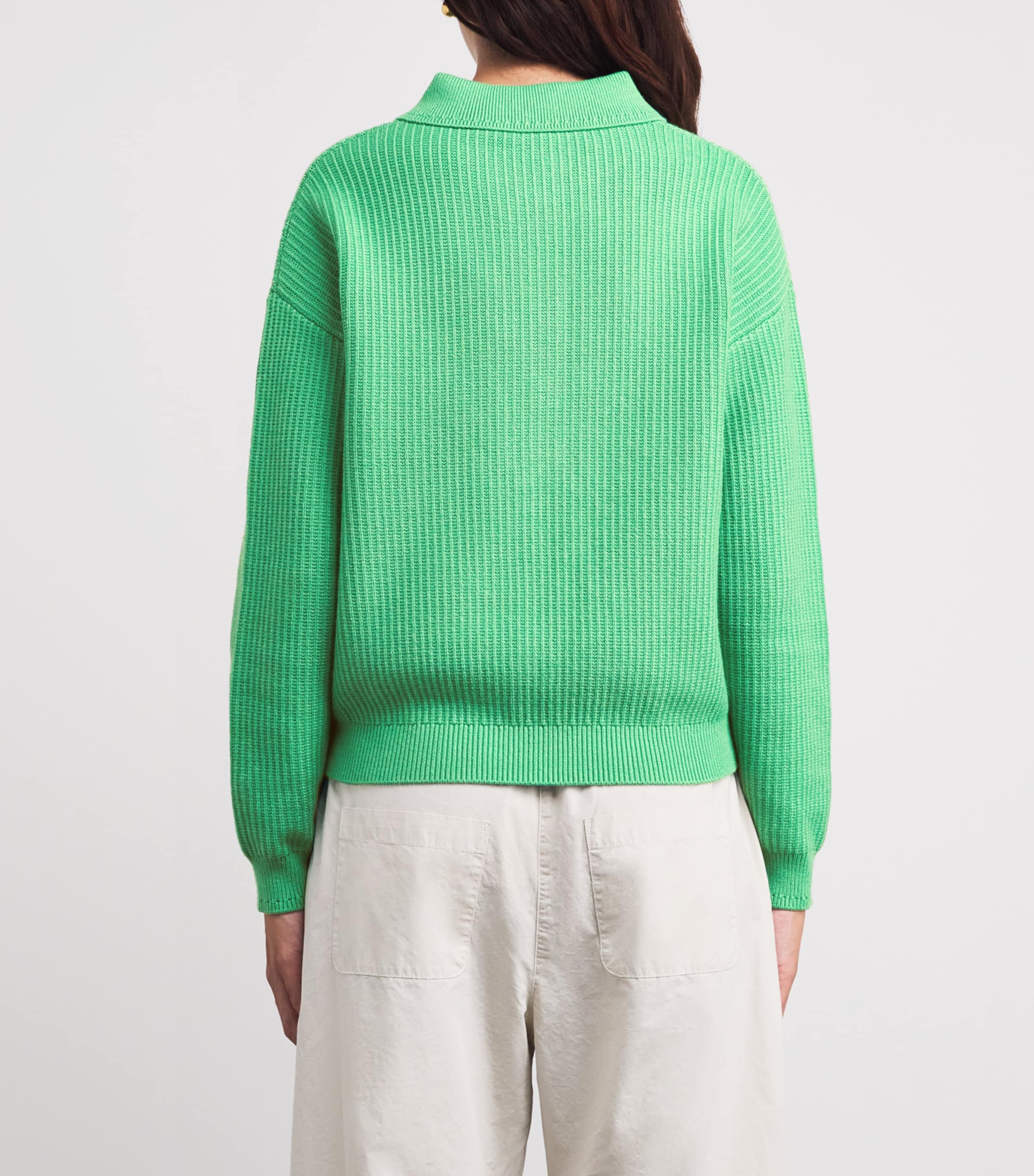 Varley Womens Knitted Marlie Polo Sweater Green Spruce Image 5