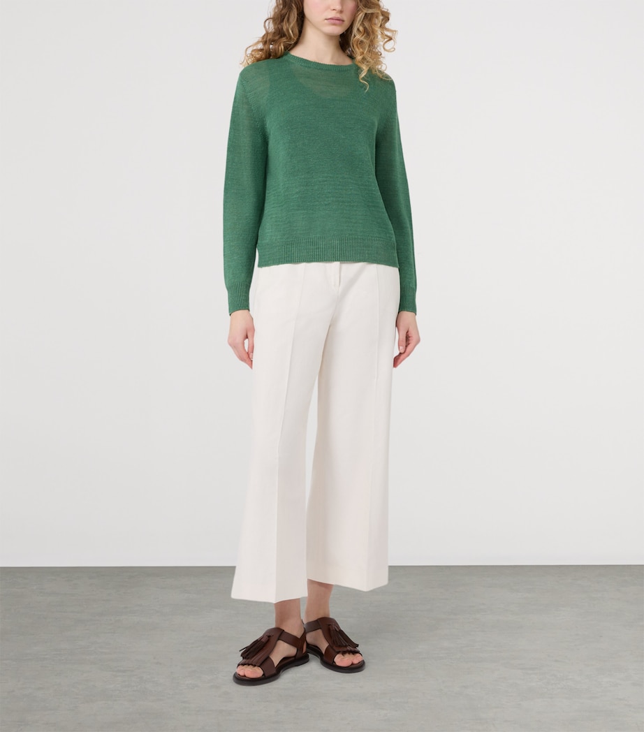 Linen Crew-Neck Sweater GREEN Image 5