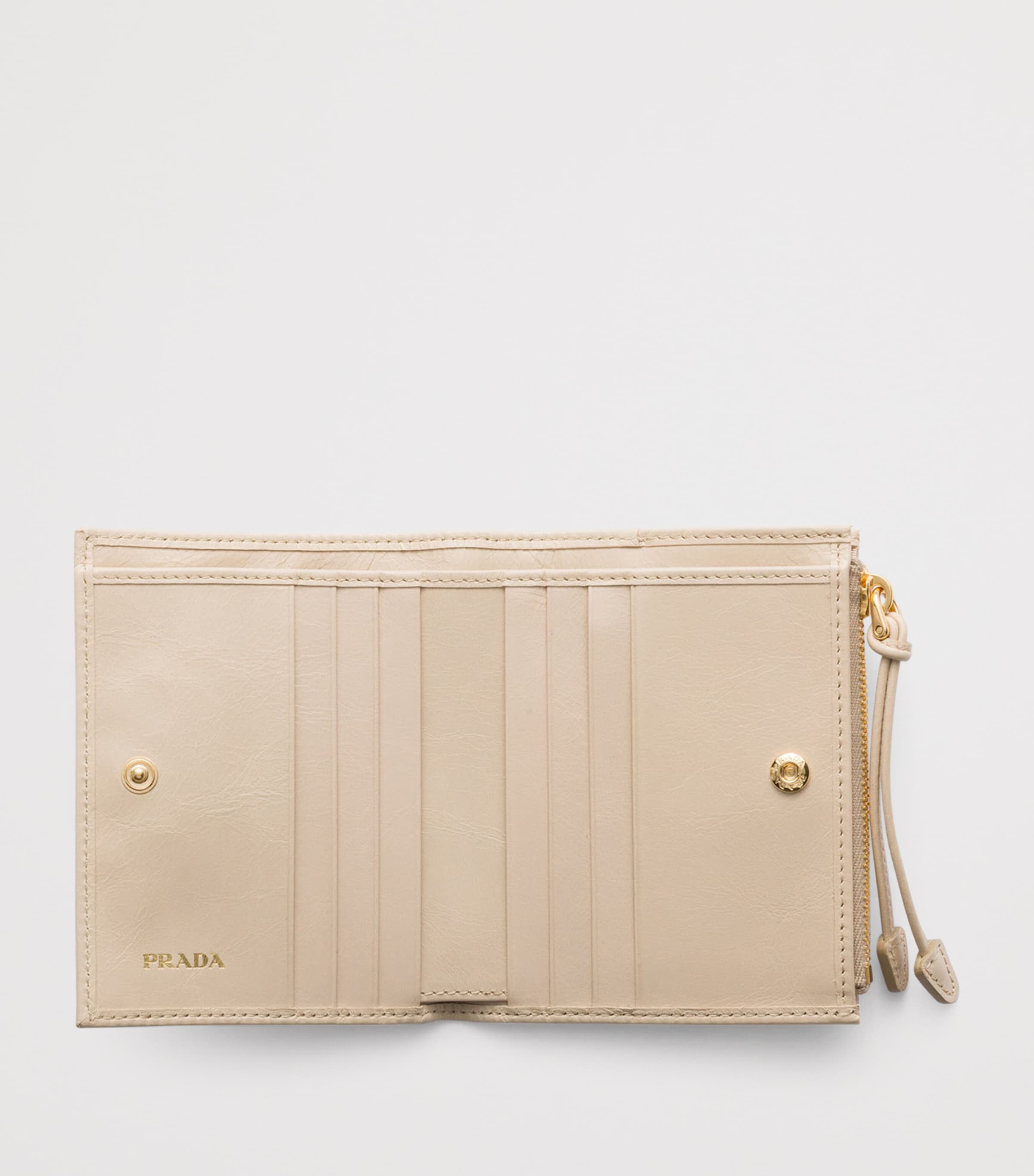 Prada Small Leather Wallet Neutral Image 2