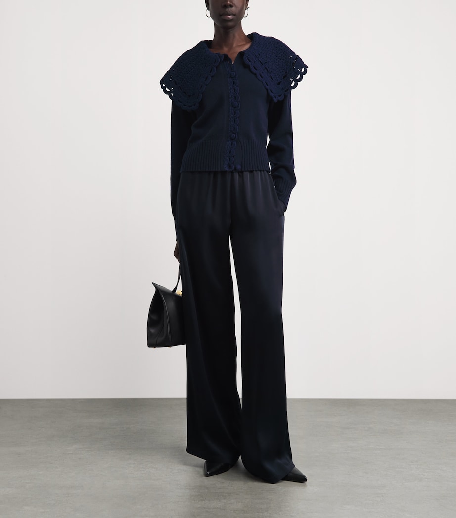 Wool-Blend Collared Cardigan NAVY Image 2