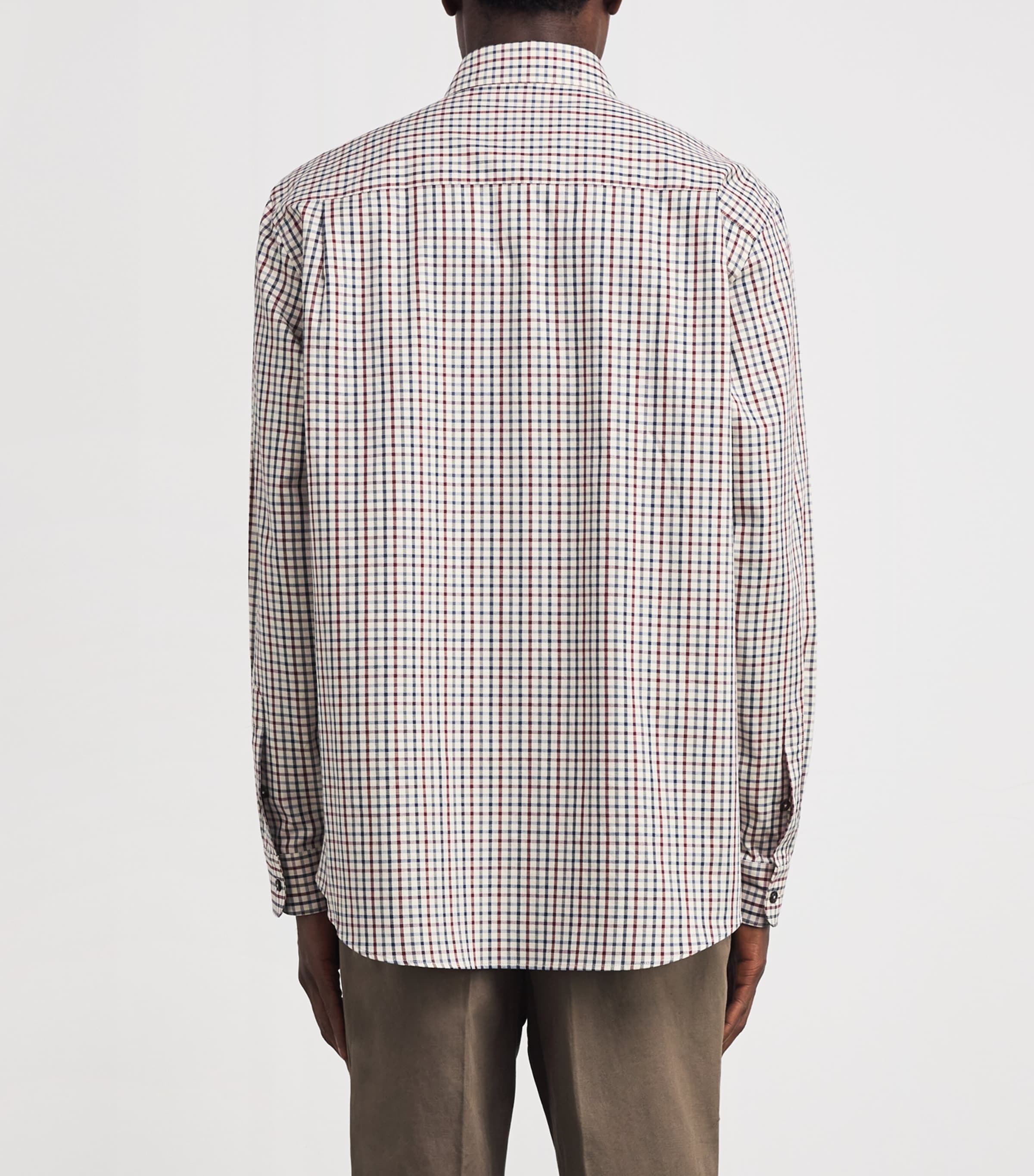 Cotton Check Tattersall Shirt FLAX Image 4