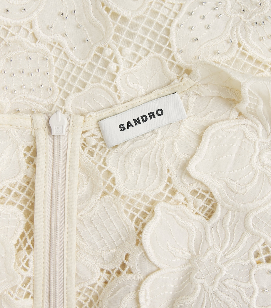 Sandro Paris Womens Lace Guipure Mini Dress Ecru Image 6