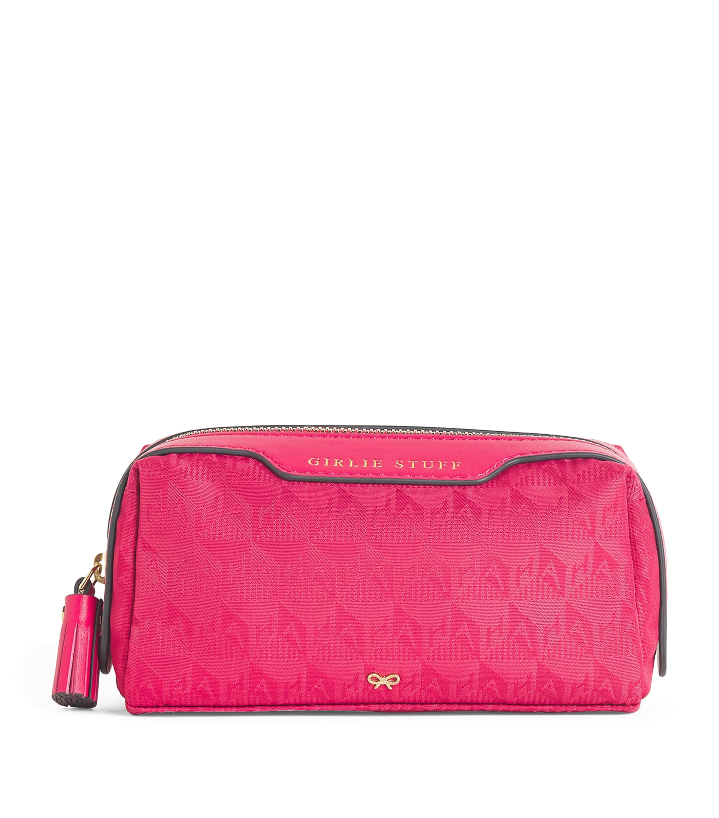 Shop Anya Hindmarch Logo Jacquard Girlie Stuff Pouch In Pink