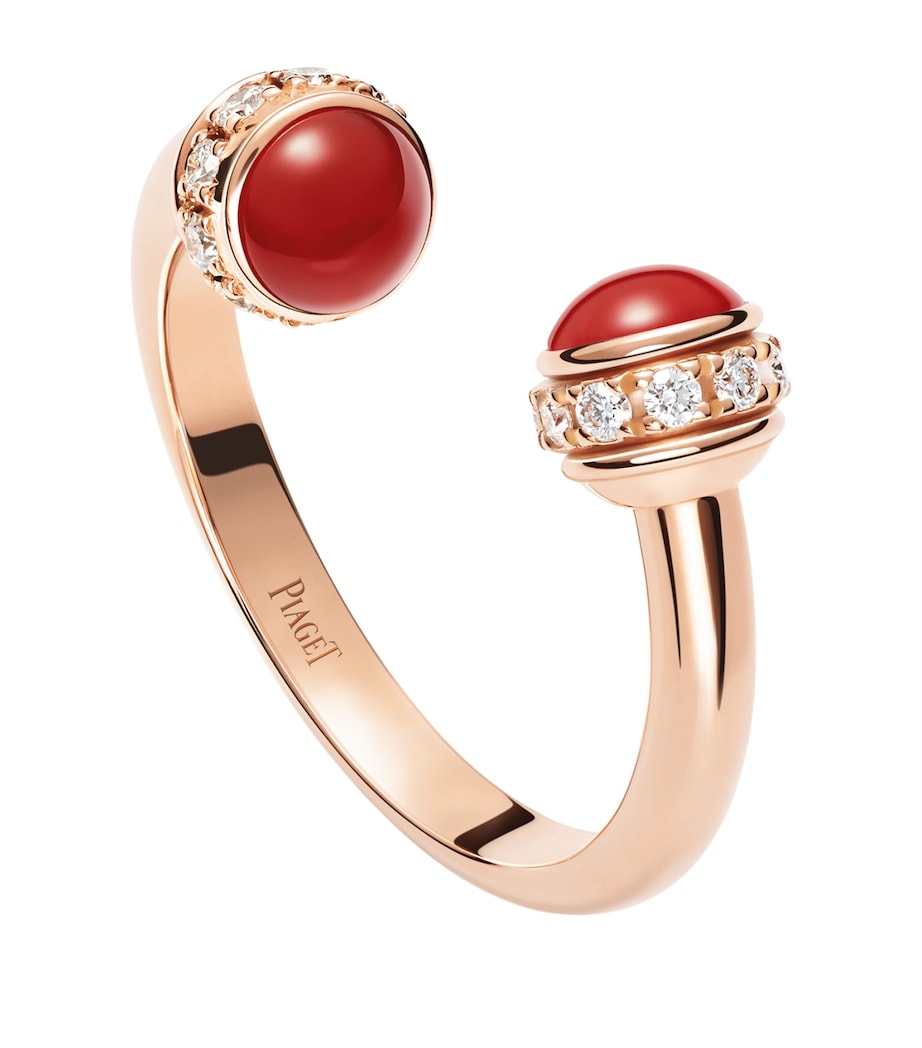 Rose Gold, Diamond and Carnelian Possession Open Ring RED Image 1
