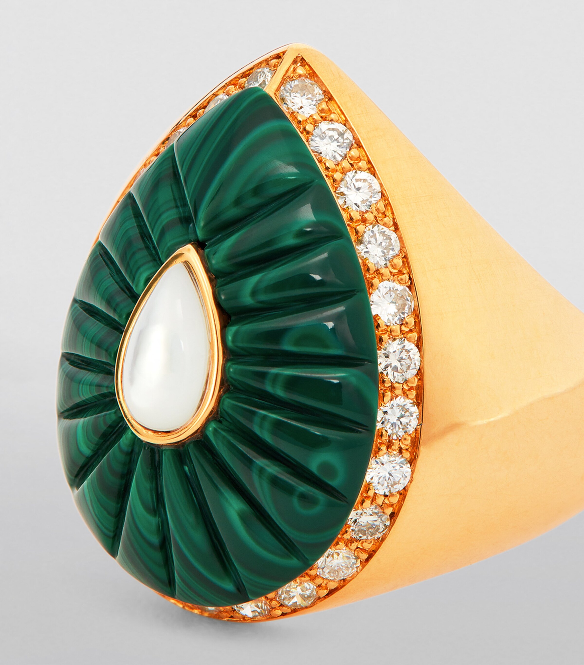 L'ATELIER NAWBAR Yellow Gold, Diamond and Malachite Bond Street Pinky Ring Yellow Gold Image 6