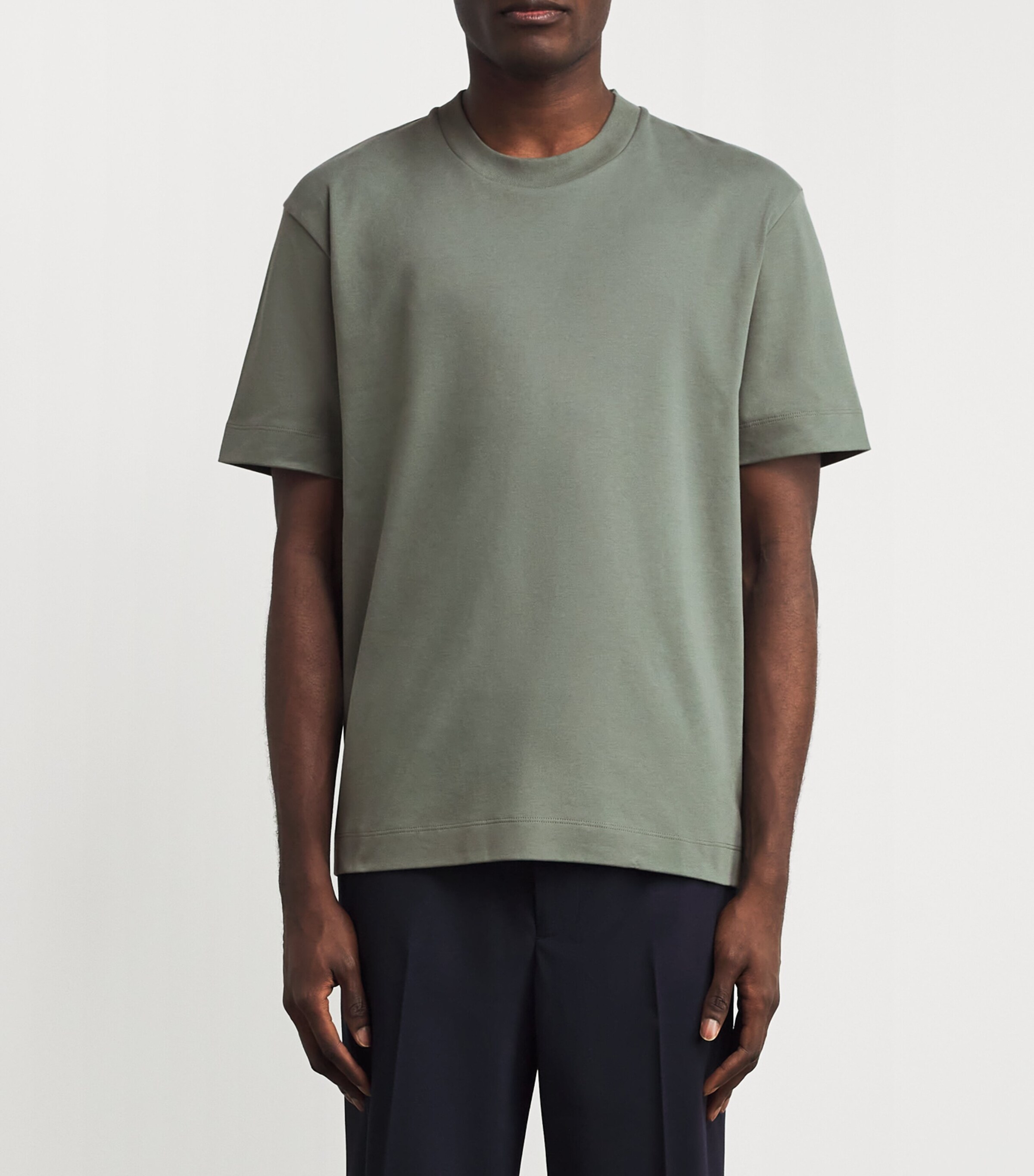 Sunspel Mens Brushed Supima Cotton T-Shirt Gnij Dusk Green Image 3