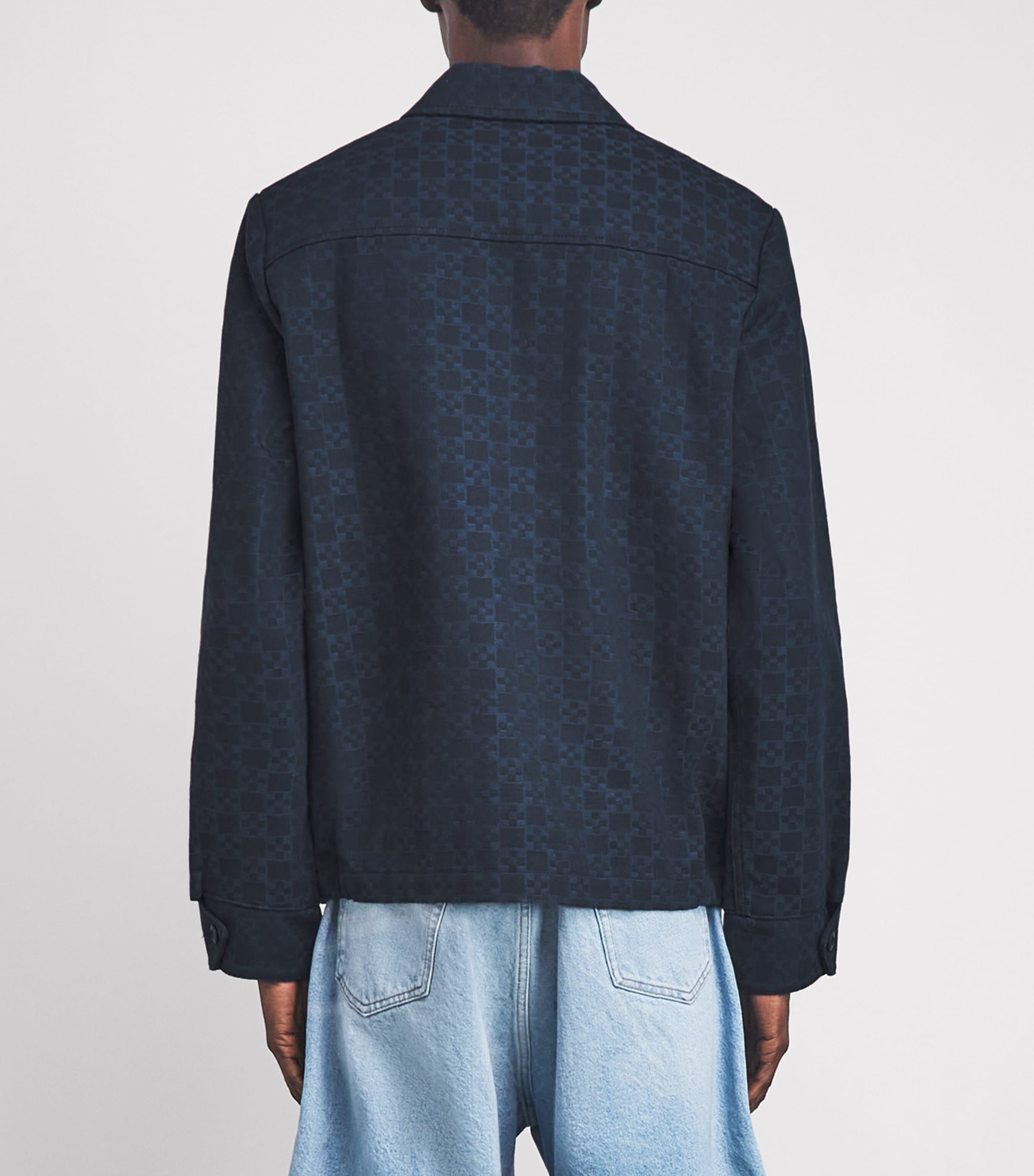 Sandro Paris Mens Jacquard Denim Jacket Navy Blue Image 5