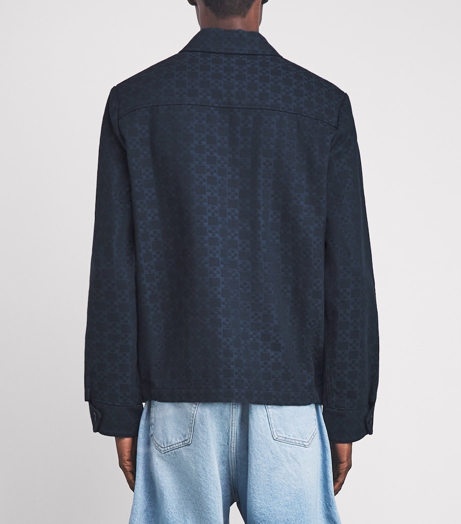 Sandro Paris Mens Jacquard Denim Jacket Navy Blue Image 5