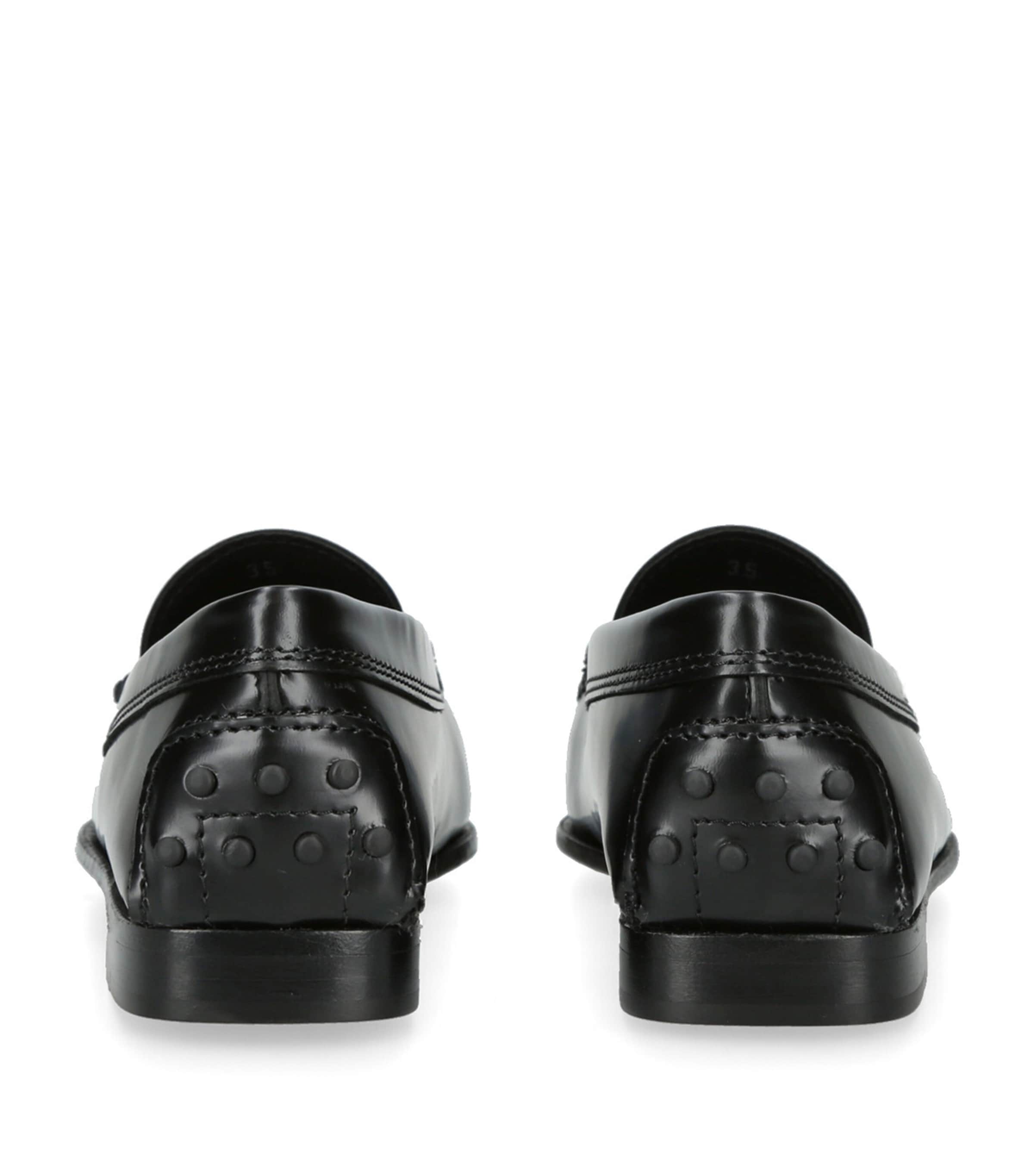 Leather Penny Loafers BLACK Image 2