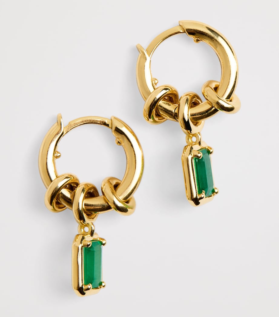 Yellow Gold and Emerald Zahra Hoop Earrings YELLOW GOLD Image 5