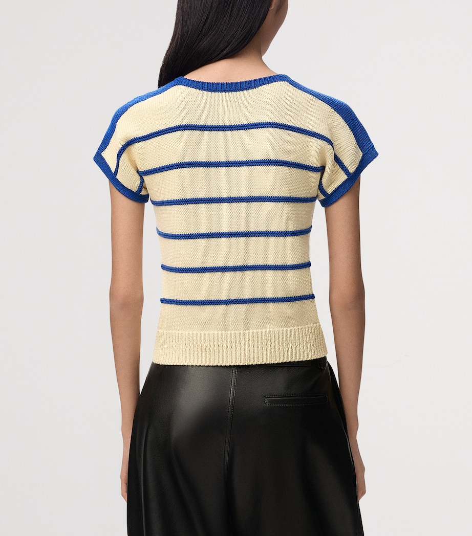 LOEWE Womens Cotton-Wool Stripe Sweater Yellow/blue Image 4