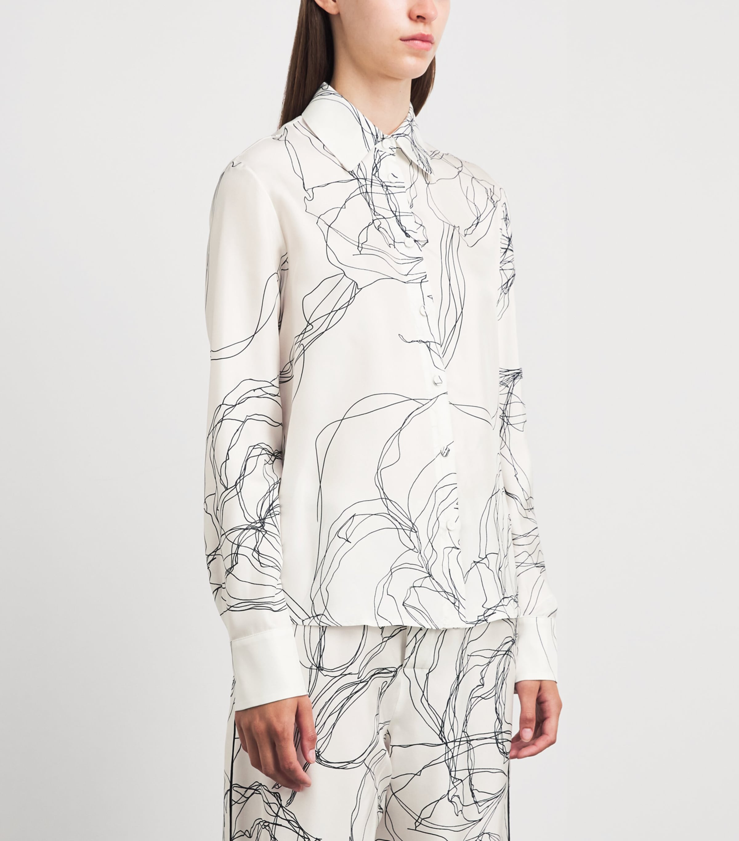 Fabiana Filippi Womens Silk Twill Printed Shirt Bianco Image 4