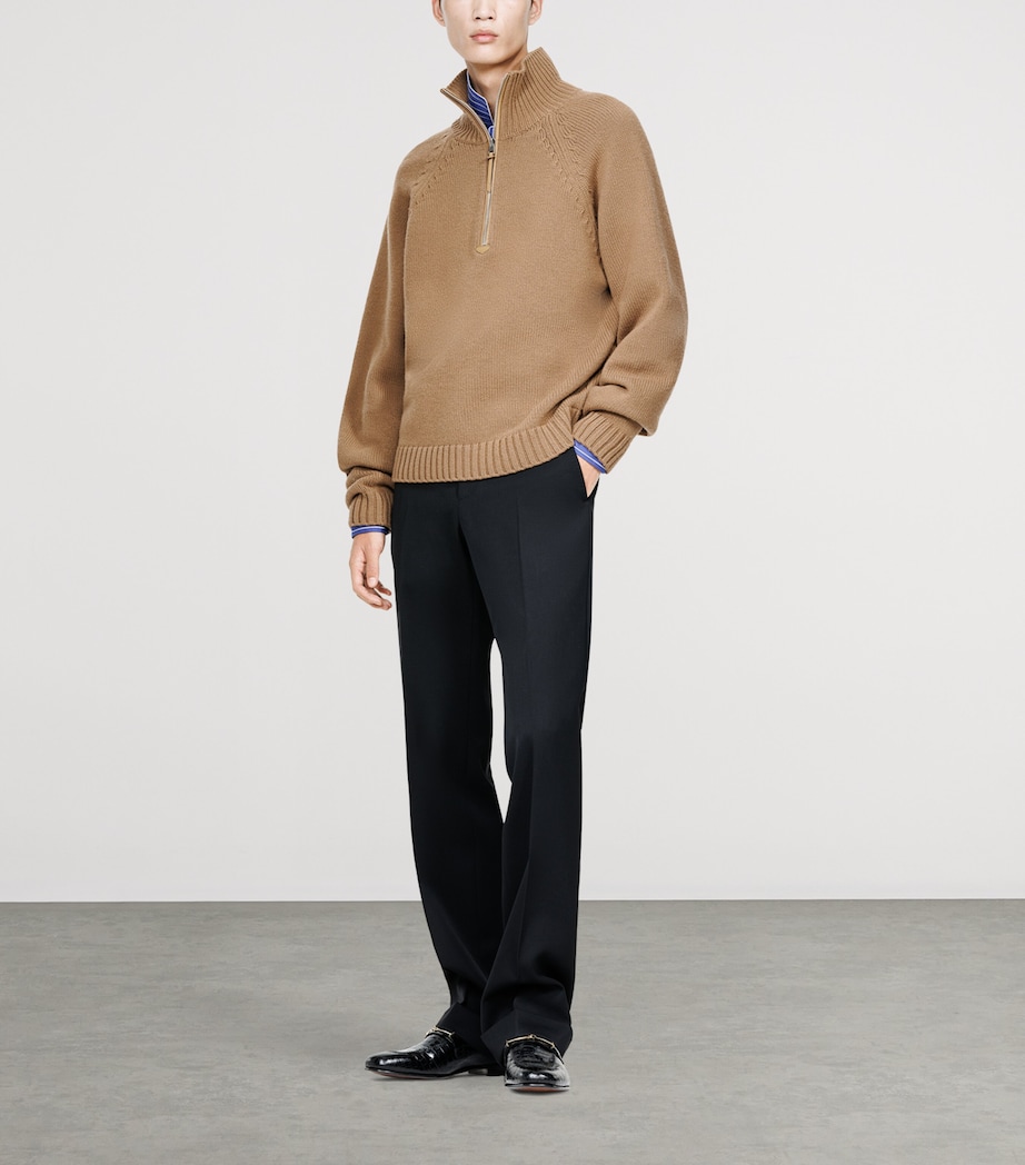 TOM FORD Mens Virgin Wool-Cashmere Half-Zip Sweater Ebn Image 2