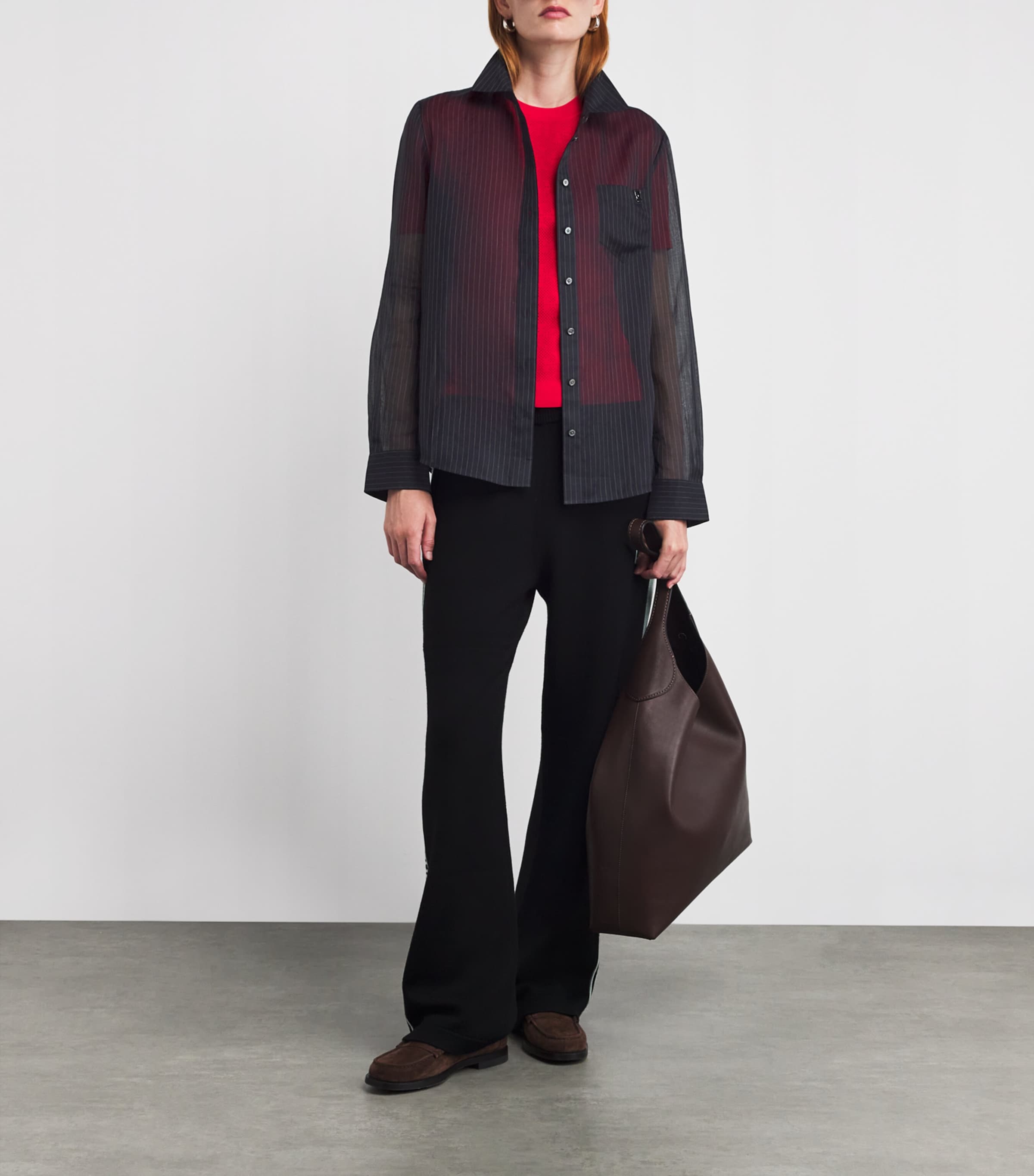 Cotton Striped Shirt 400 NAVY Image 2