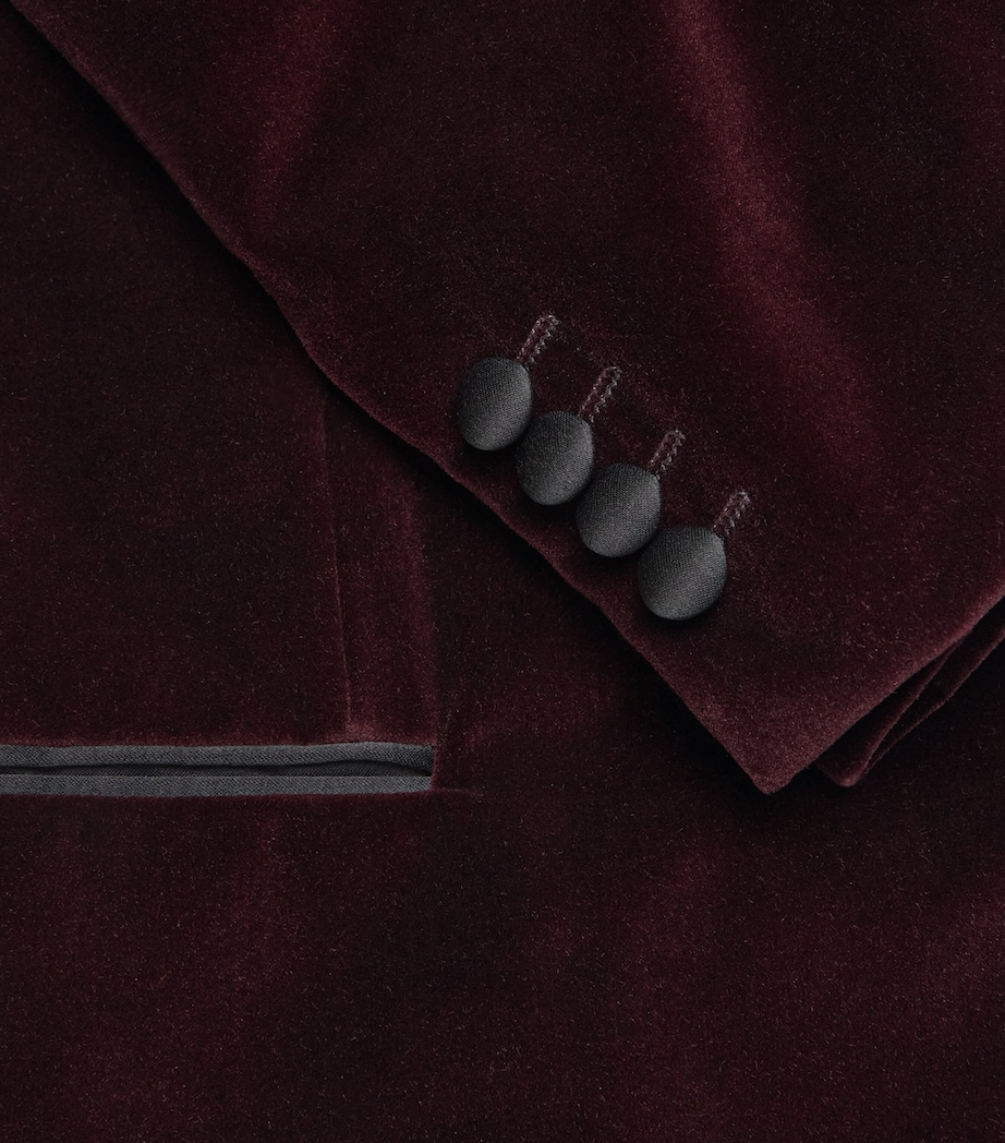 Pal Zileri Mens Cotton Velvet Tuxedo Jacket Bordeaux Image 6