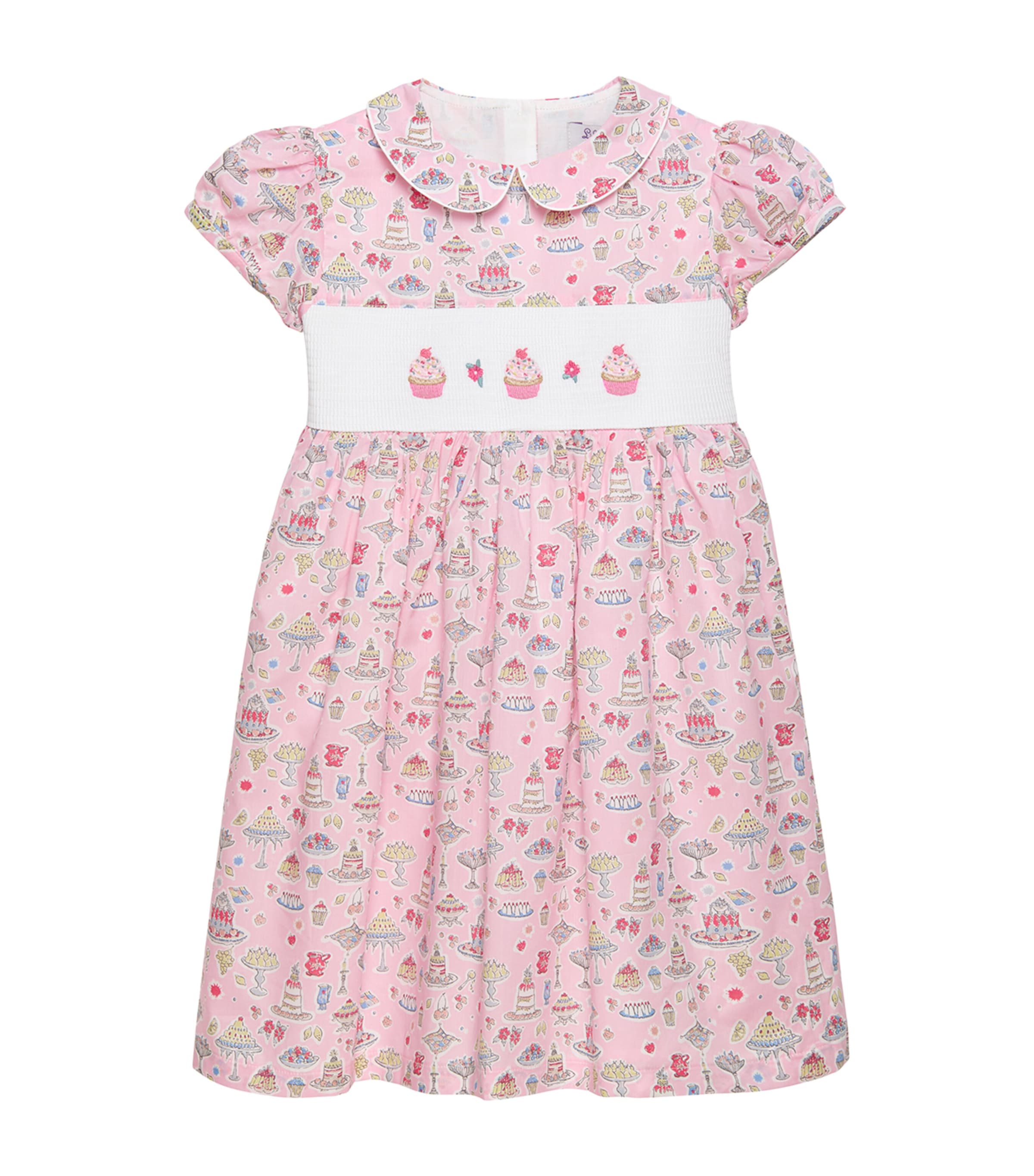 Trotters Liberty Print Smocked Dress In Pink
