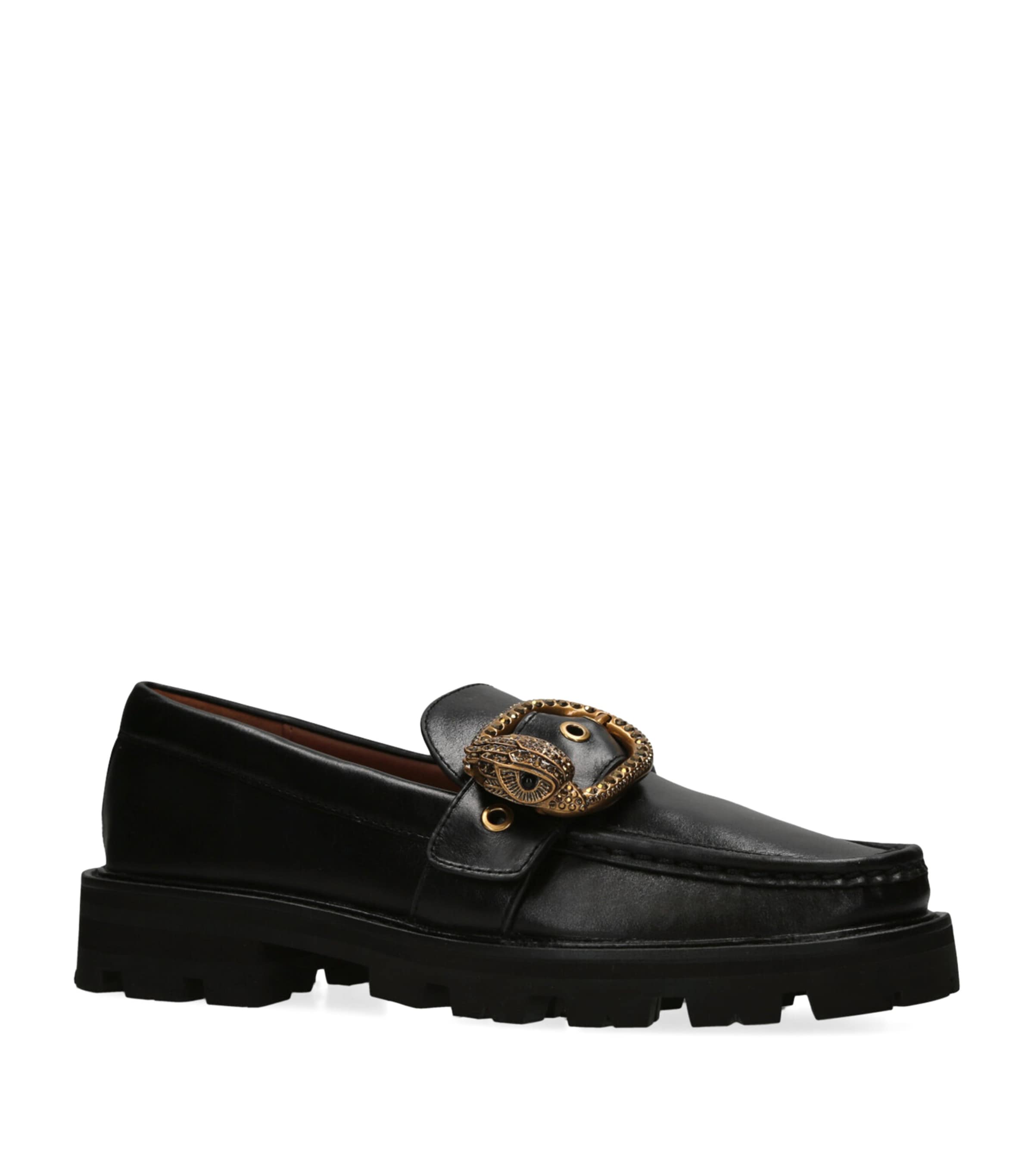 Shop Kurt Geiger Leather Mayfair Loafers In Black