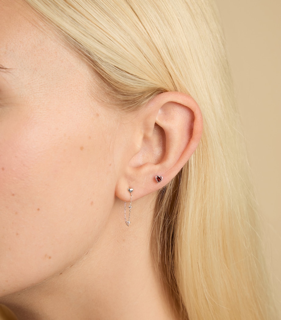 Gold and Garnet Pink Heart Single Stud Earring GOLD Image 2