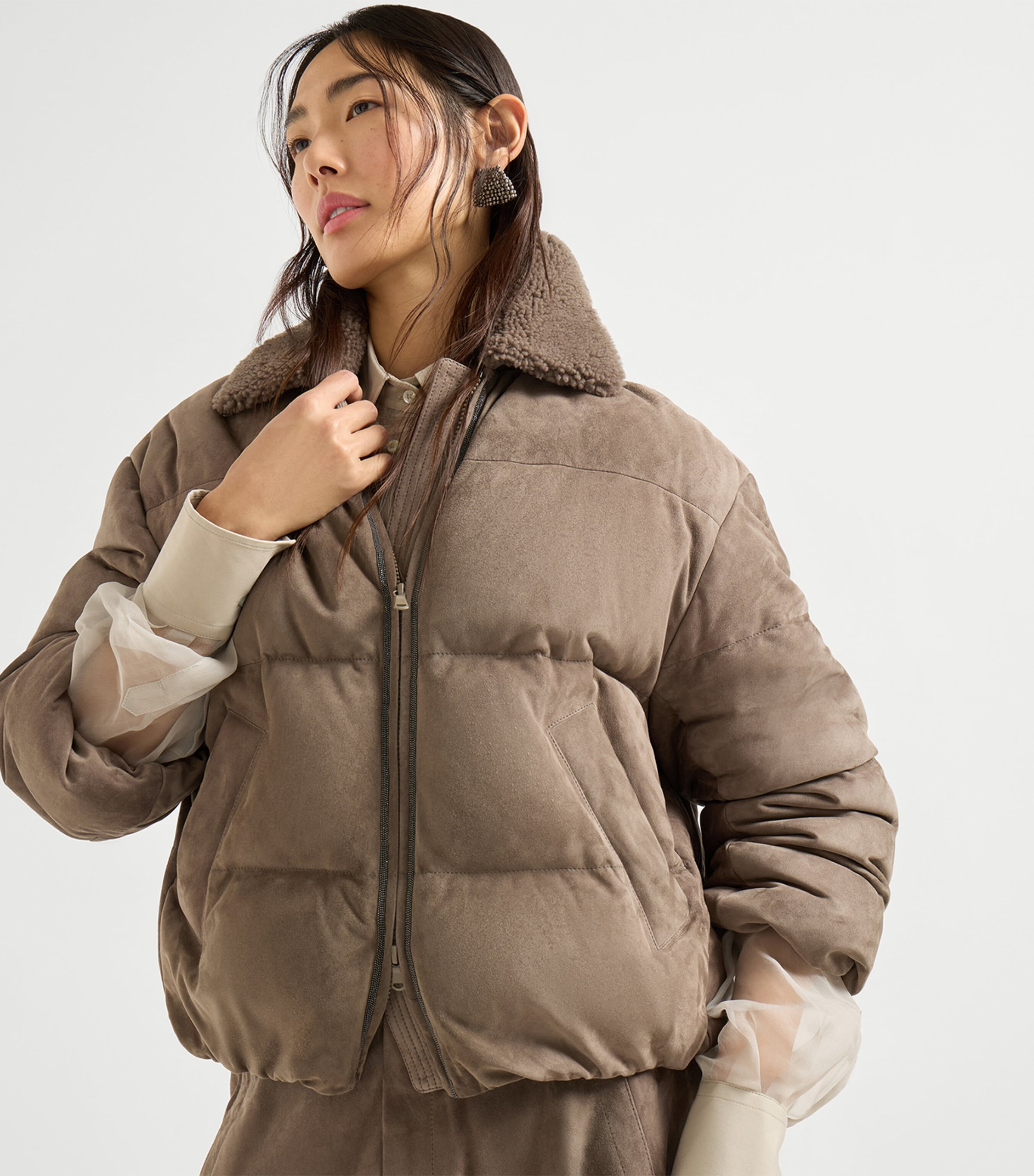 Suede Down Puffer Jacket C1099 Image 5