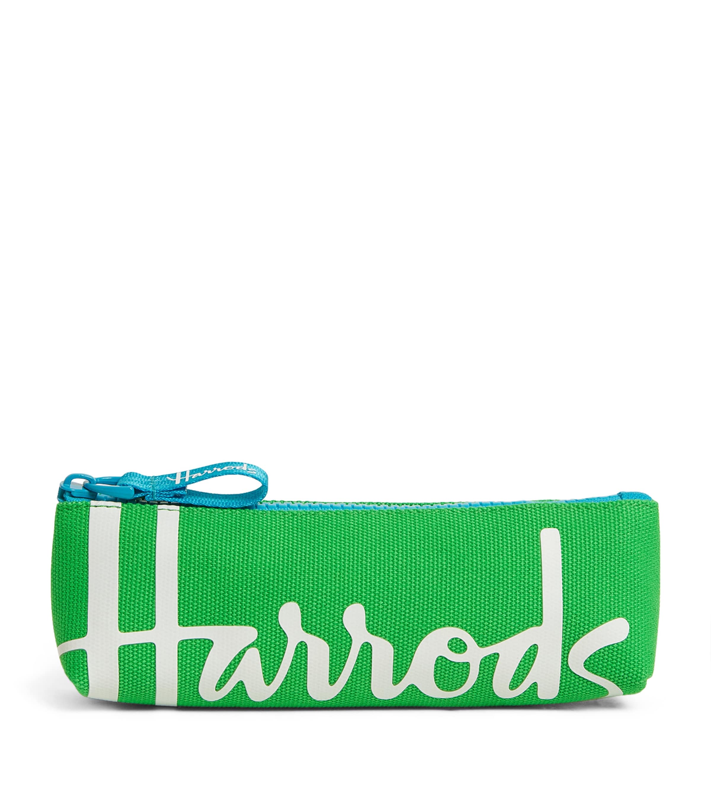 Harrods Cotton Logo Pencil Case In Green